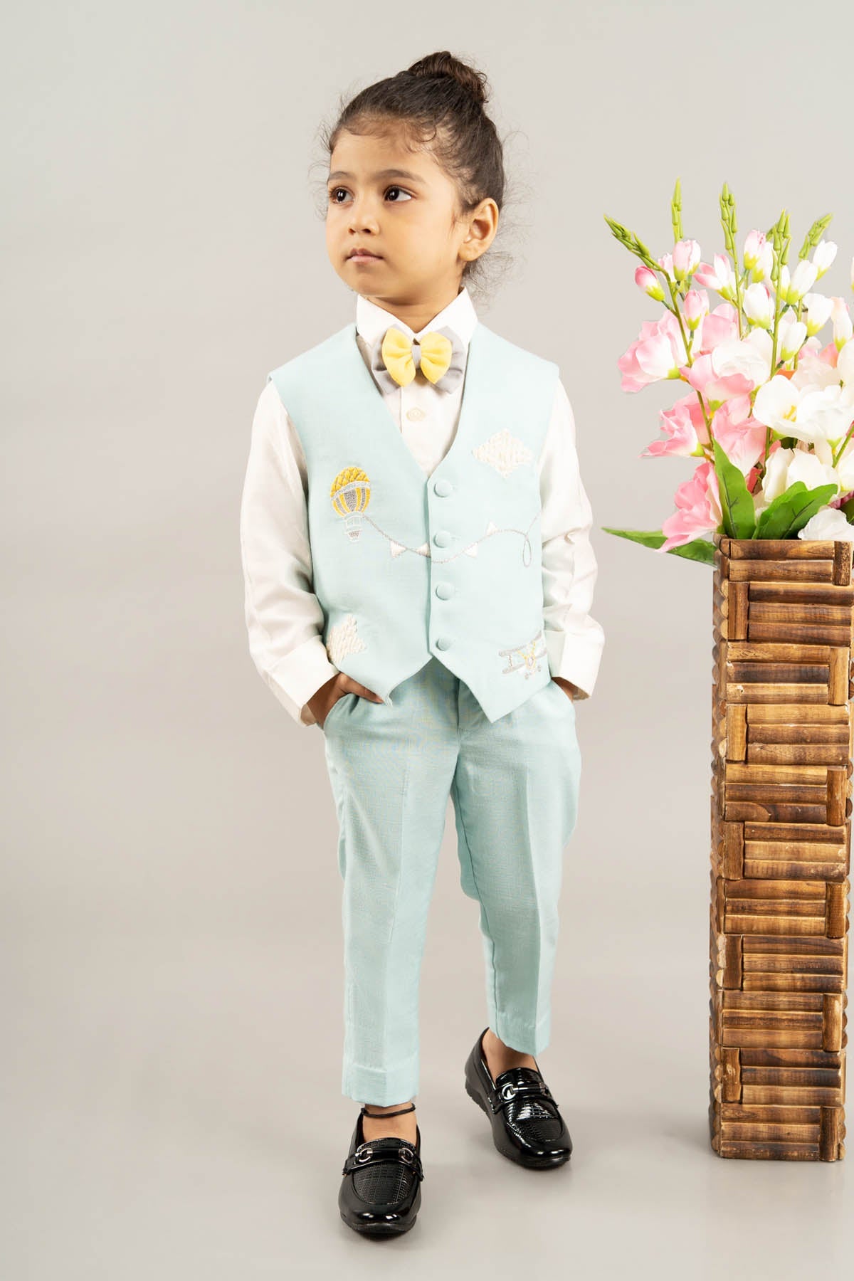 Designer Little Brats Airplane Embroidered Suit For Kids Available online at ScrollnShops