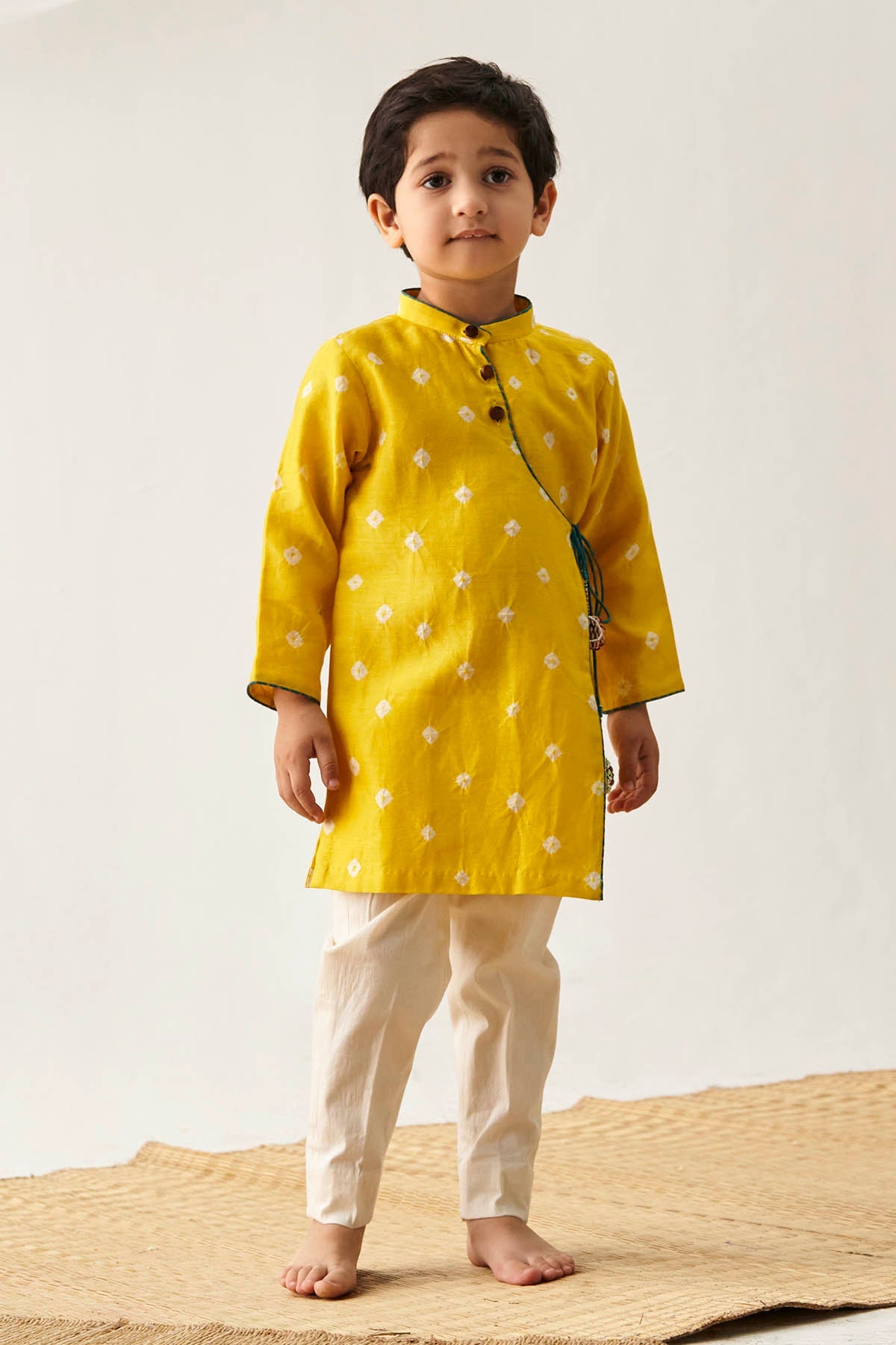 Designer ITRH Bandhani Angrakha Kurta Set For Boys Available online at ScrollnShops