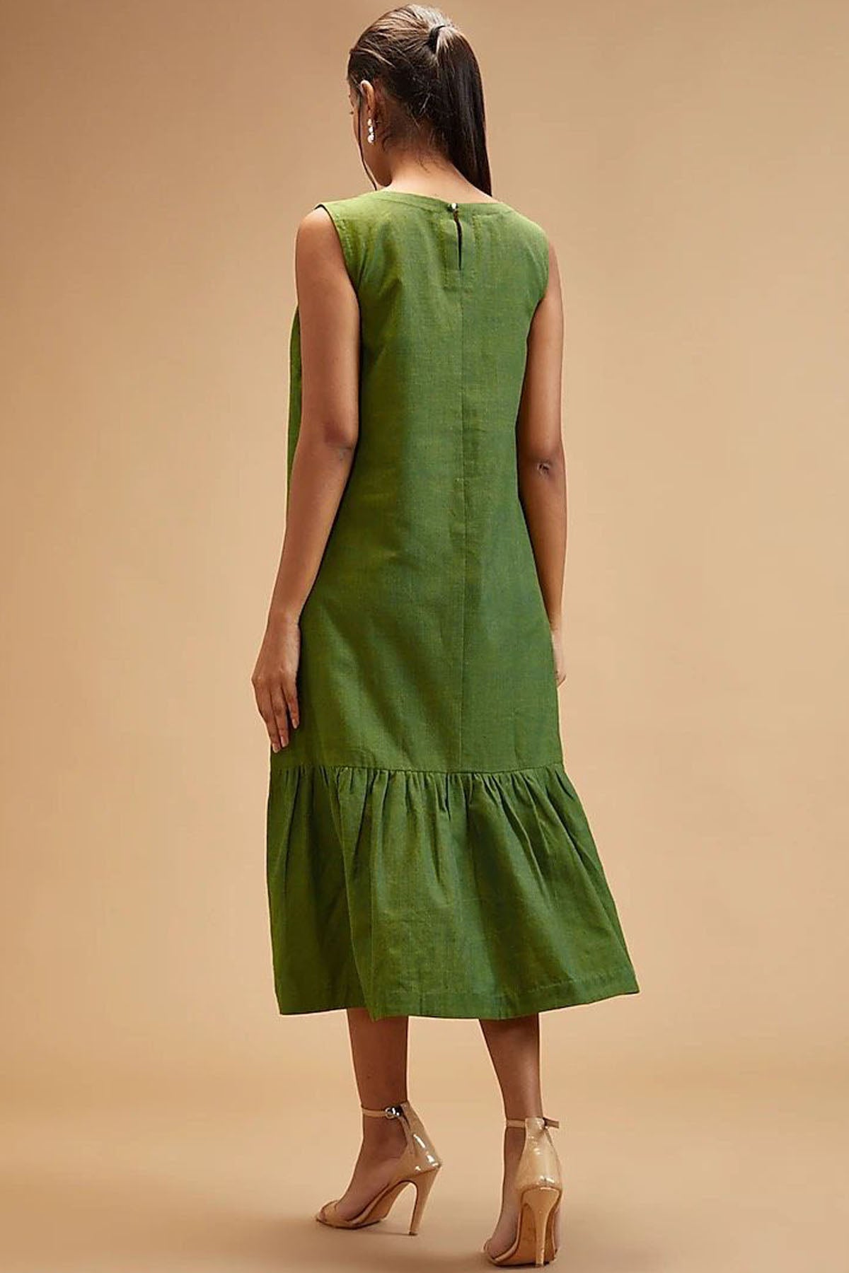 Basil Green Flare Bottom Dress