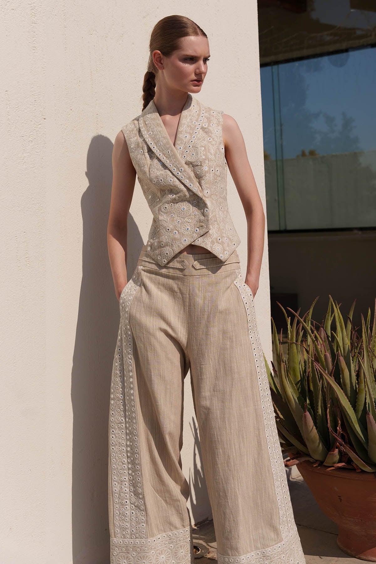 Buy Beige Embroidered Coat & Pants by Shruti Sancheti for women online at ScrollnShops