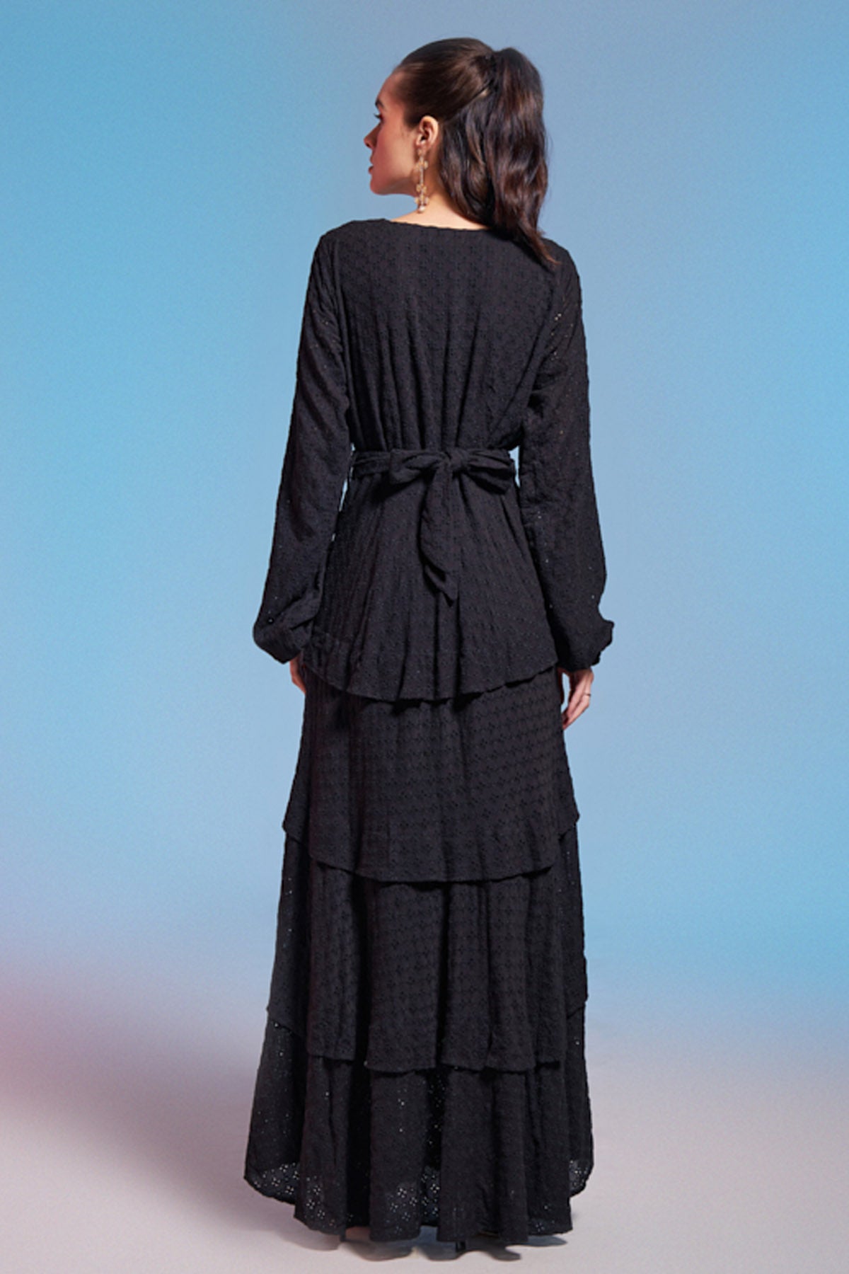 Black Embroidered Pattern Dress