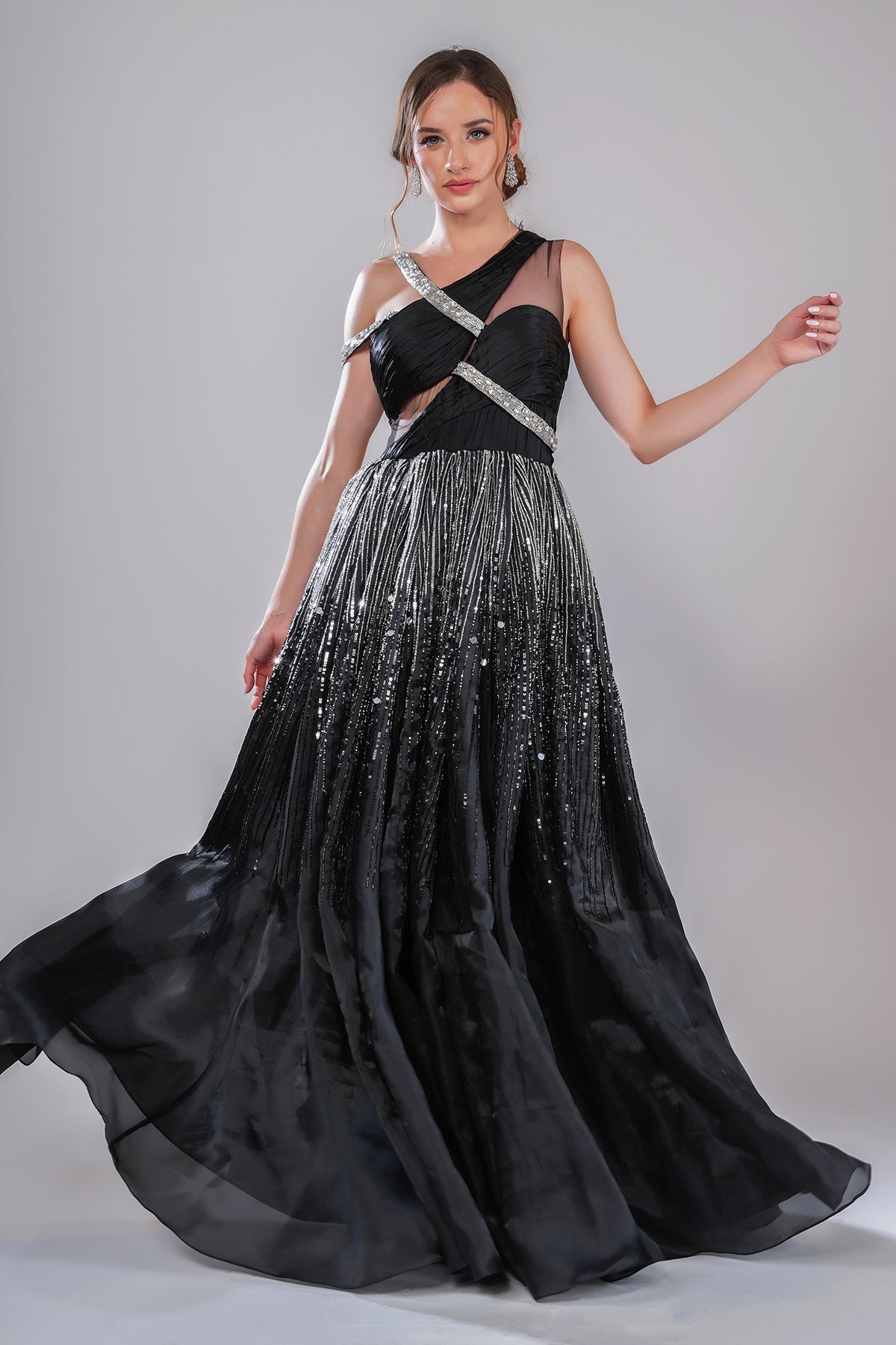 Buy Black Sequins Embellished Gown by Smita Shrinivas for women online at ScrollnShops