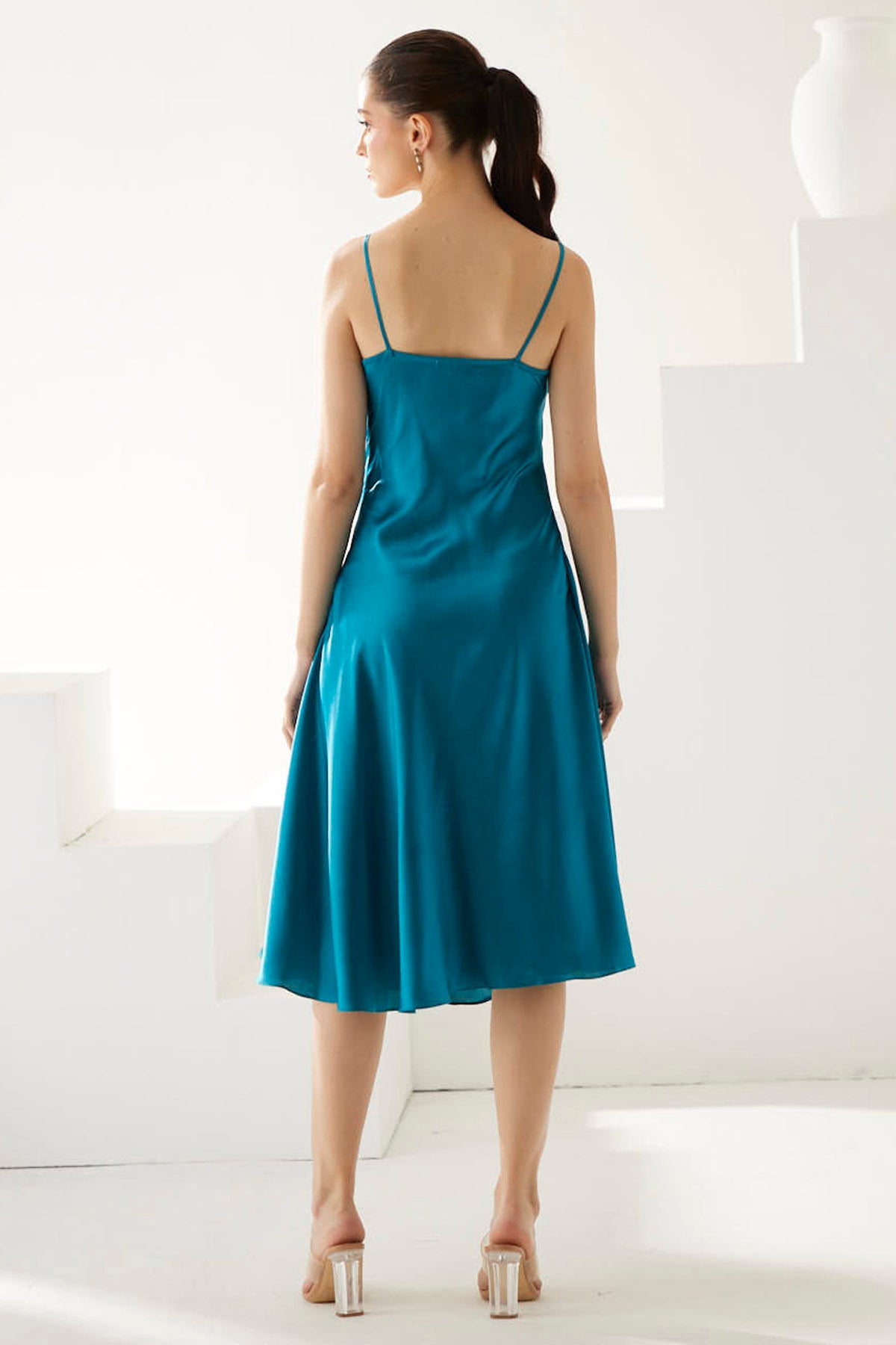 Blue Strappy Modal Midi Dress