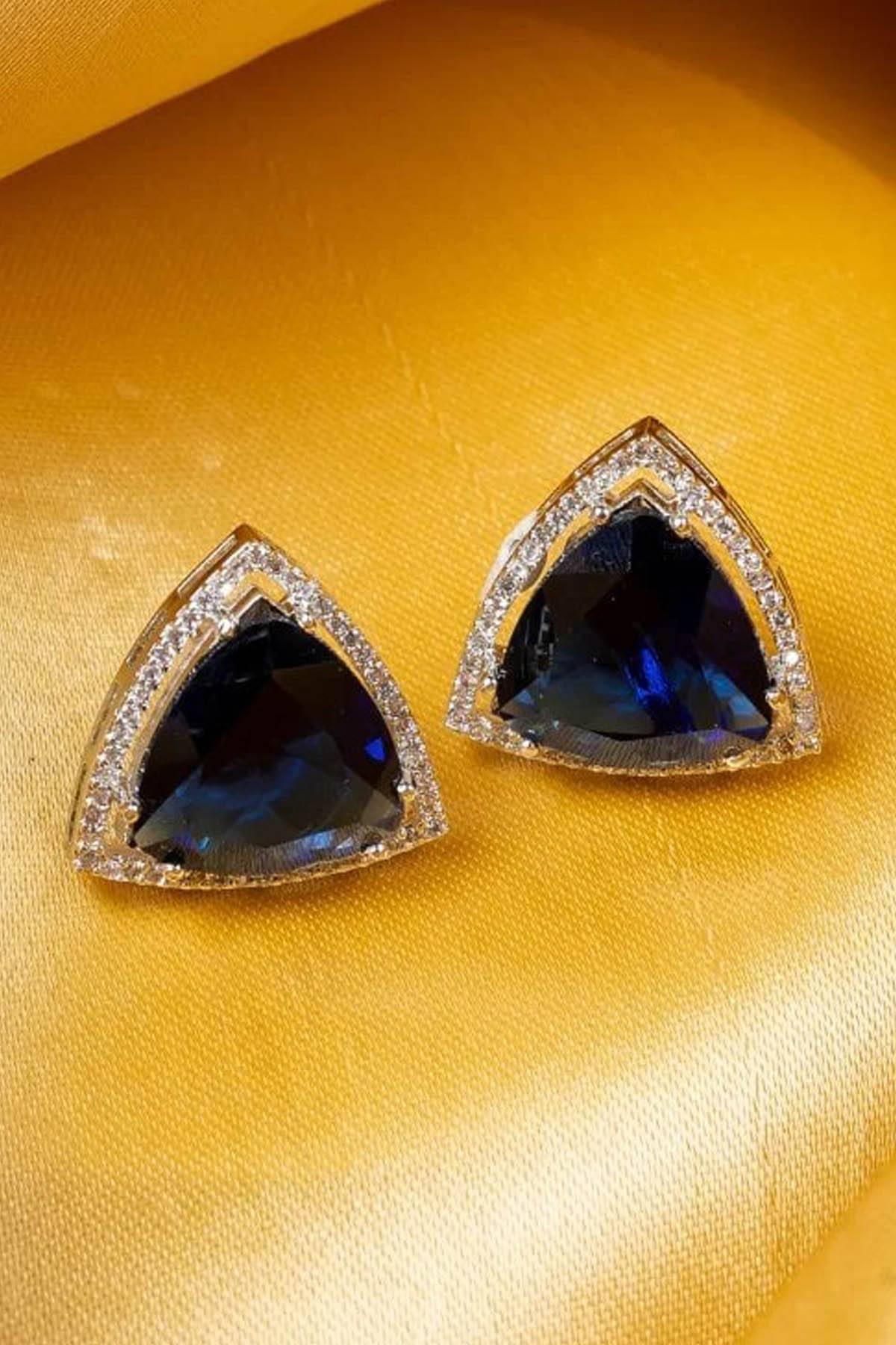 Blue Triangle Diamond Studs