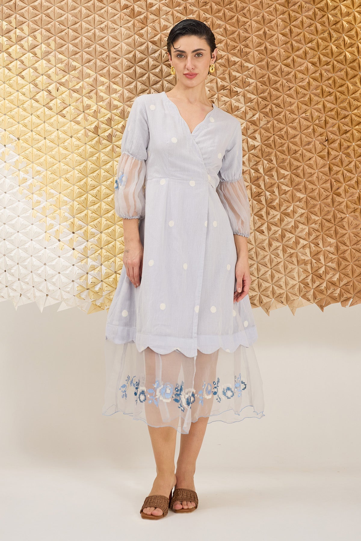 Buy Blue Embroidered Wrap Dress by The Loom Art for women online at ScrollnShops