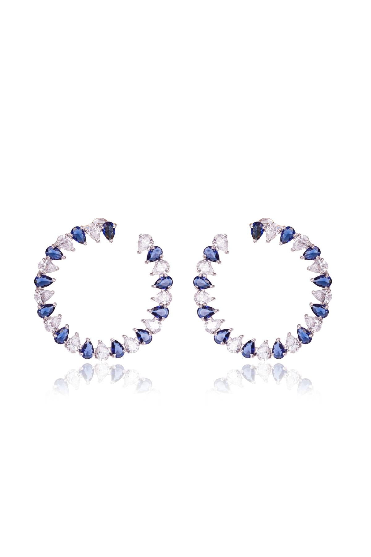 Blue & White Pear Stones Earrings