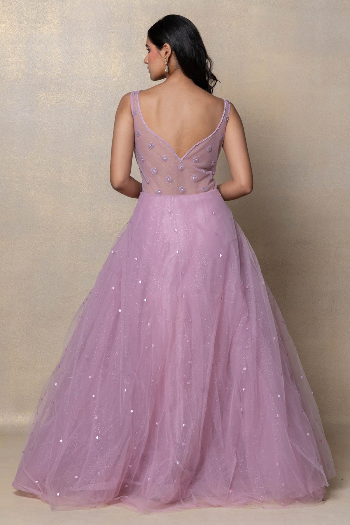 Bright Lilac Sequins Gown