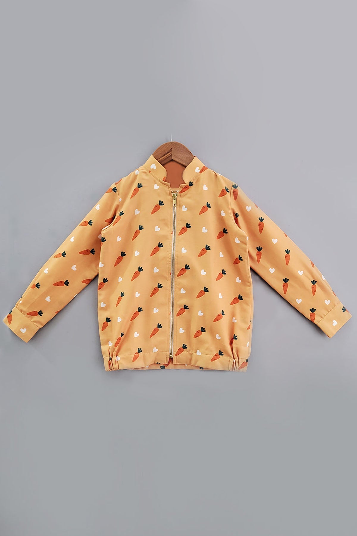 Designer Little Brats Carrot Printed Bomber Jacket For Kids Available online at ScrollnShops