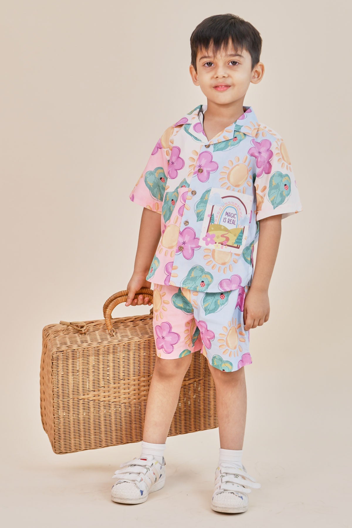 Designer Little Shiro Colorblock Bold Print Co-ord Set For Kids (Boys & Girls) Available online at ScrollnShops