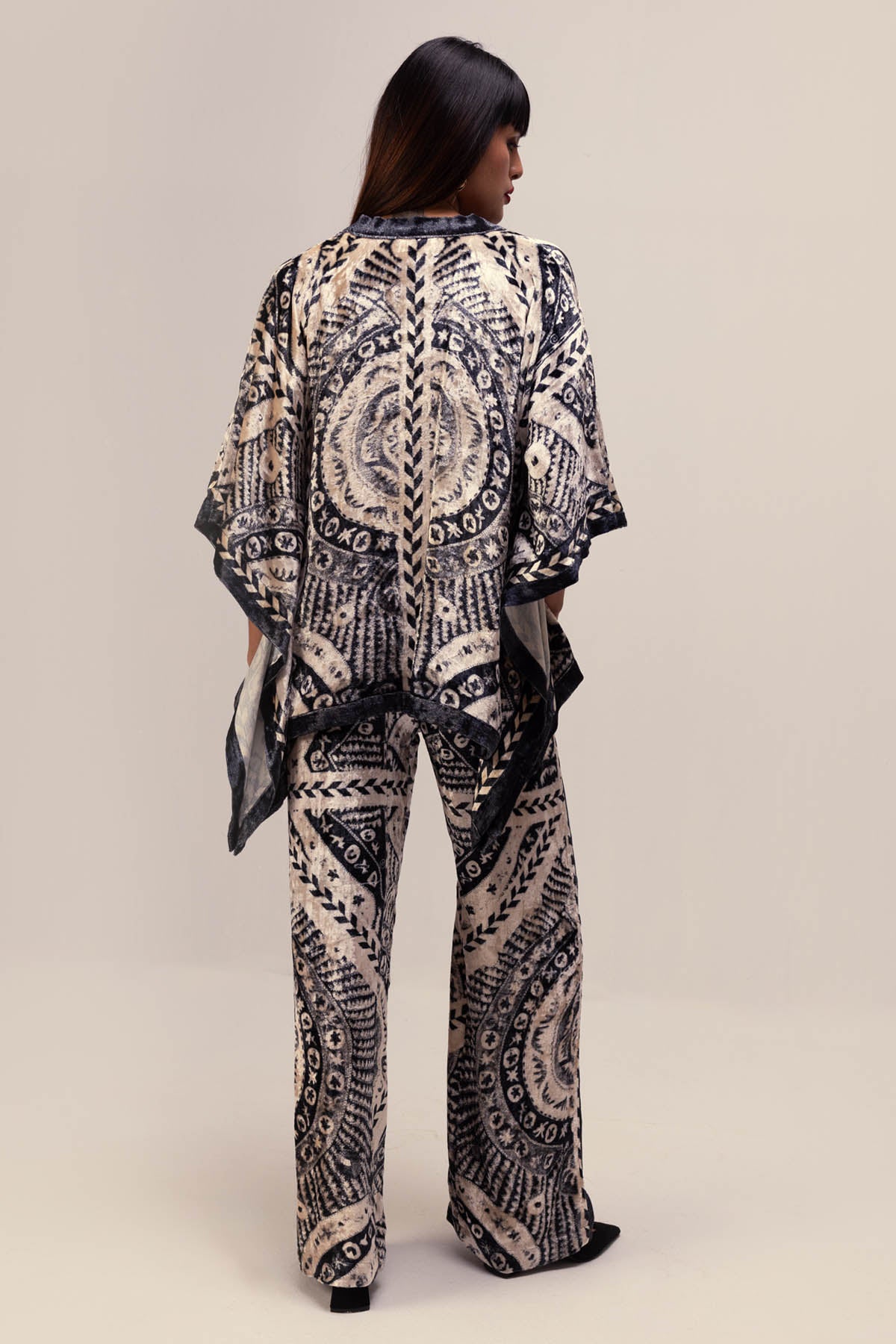 Ethnic Print Kimono Top & Pants