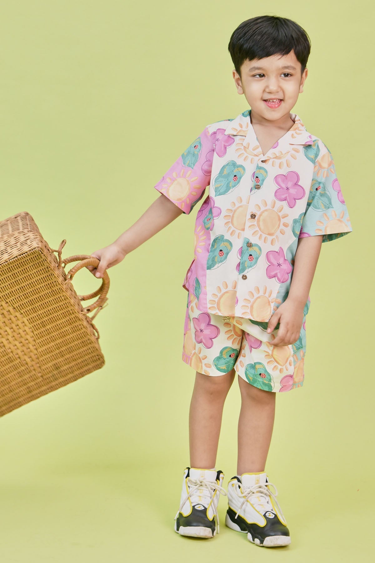 Designer Little Shiro Floral Cotton Poplin Co-ord Set For Kids (Boys & Girls) Available online at ScrollnShops