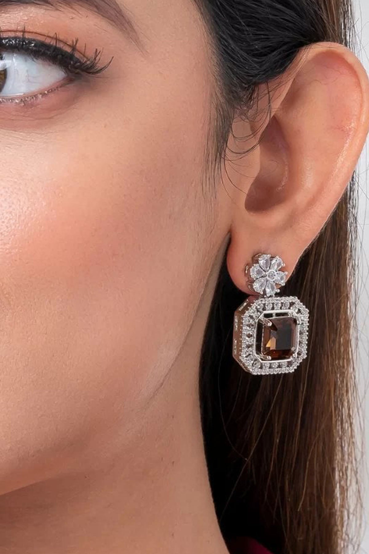 Gold Diamond Drop Earrings of Brand Putstyle Available online at ScrollnShops