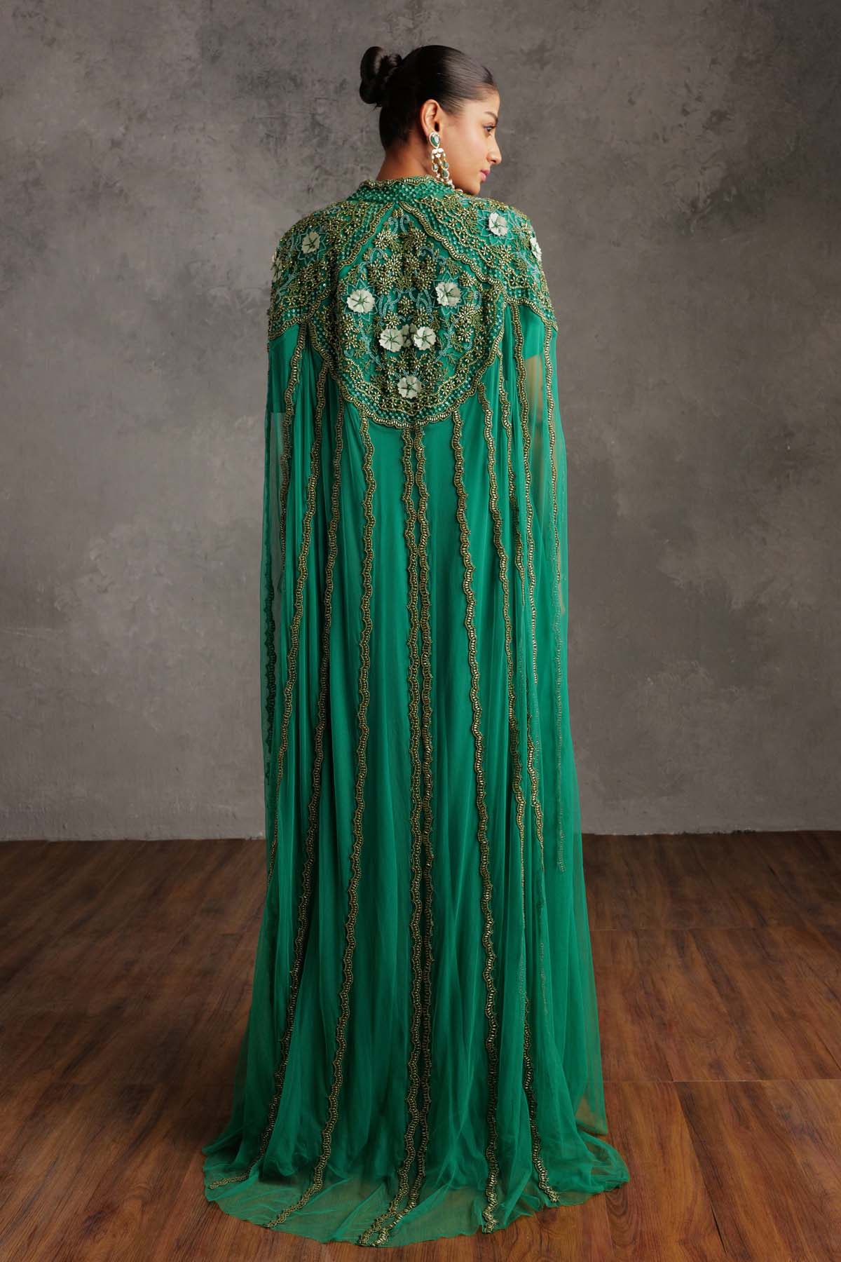 Green Embroidered Gown
