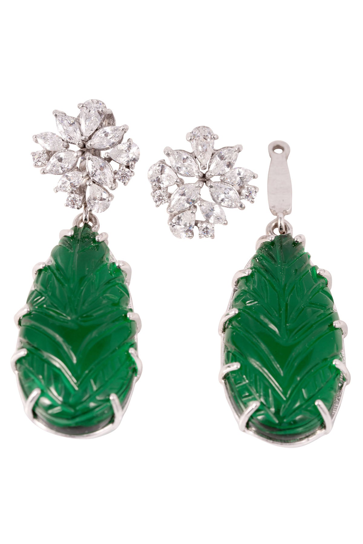 Green Floret Carve Earrings