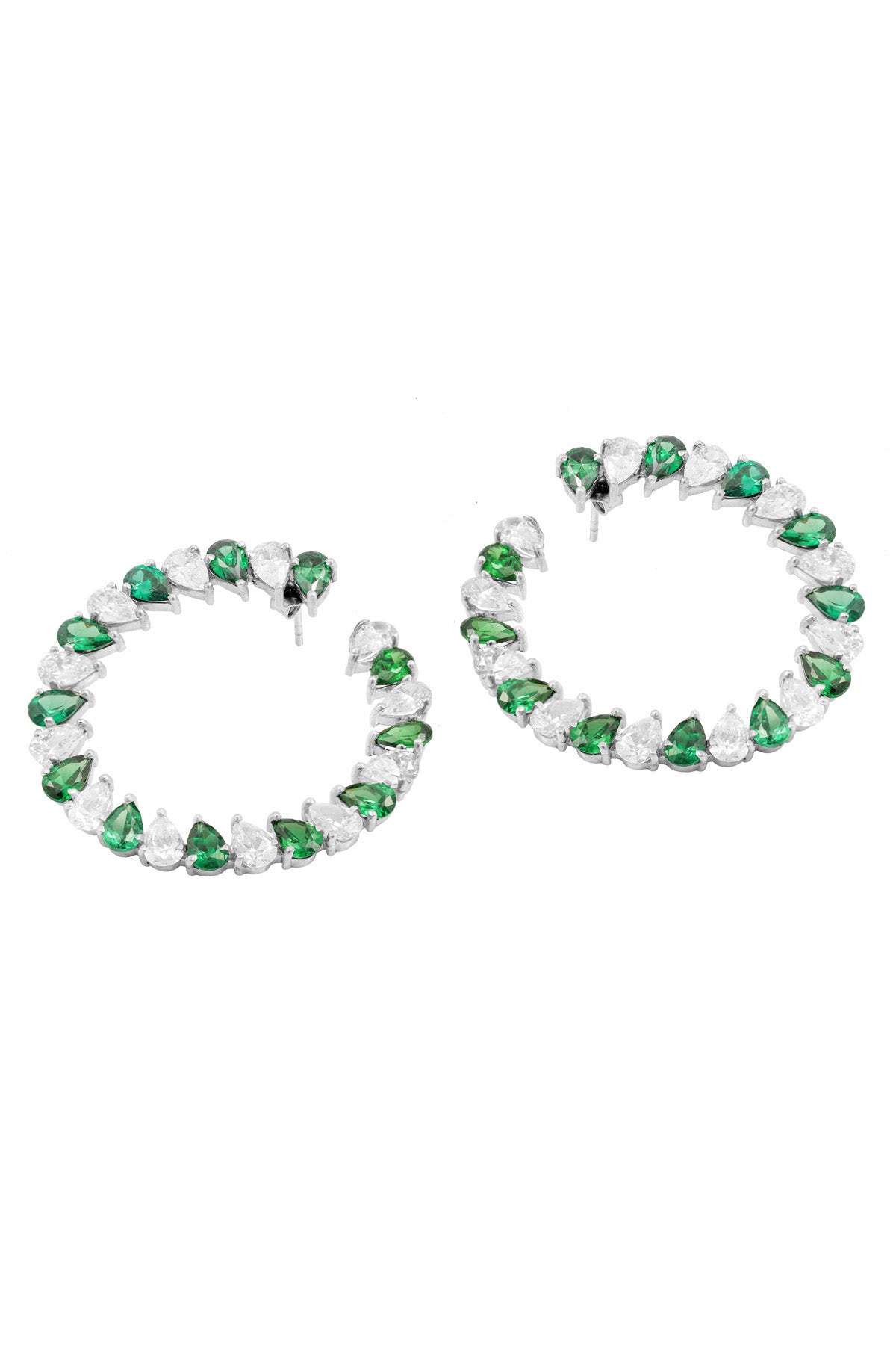 Green & White Pear Stones Earrings