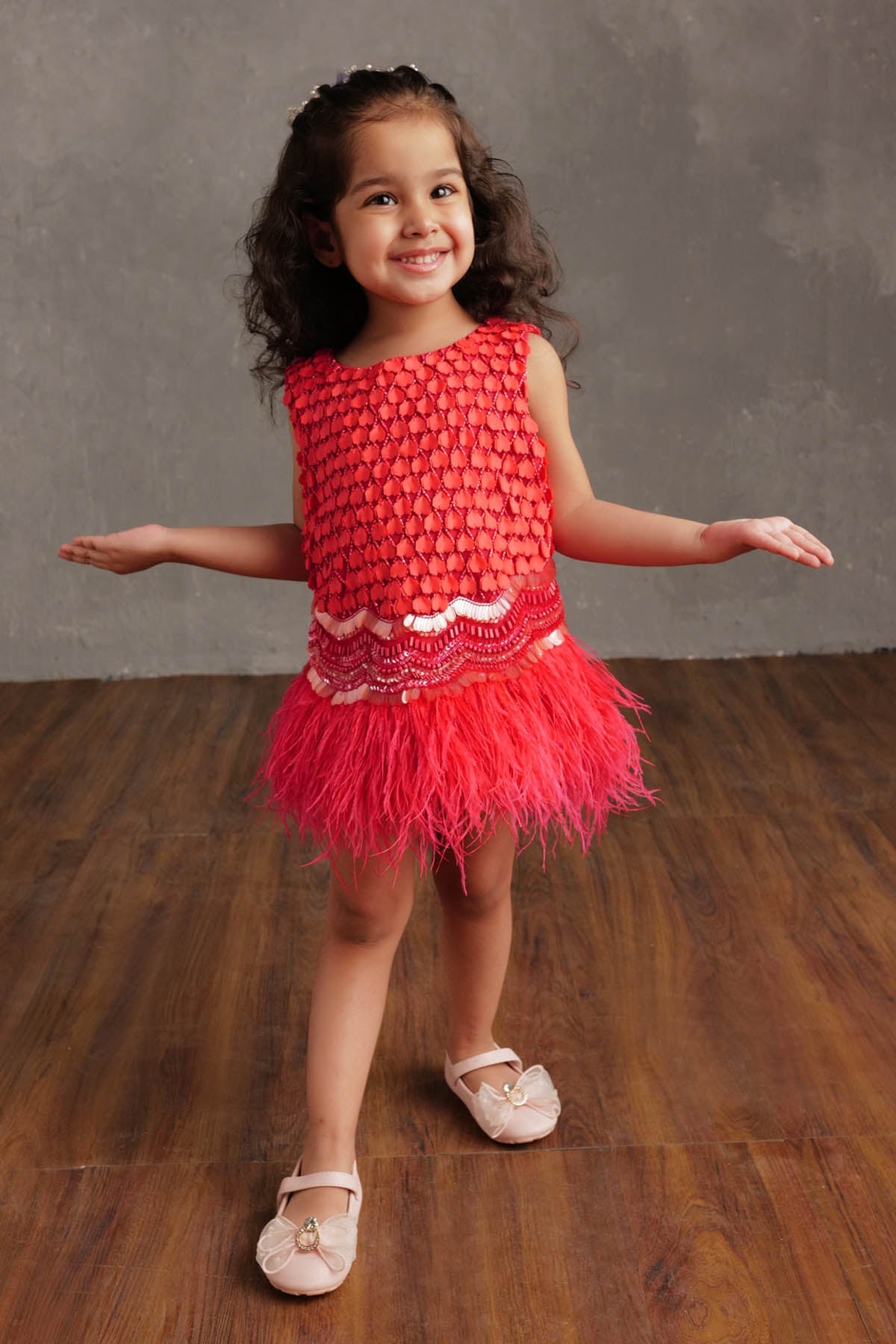 By Not So Serious By Pallavi Mohan Heart Applique Party Dress For Girls Available online at ScrollnShops