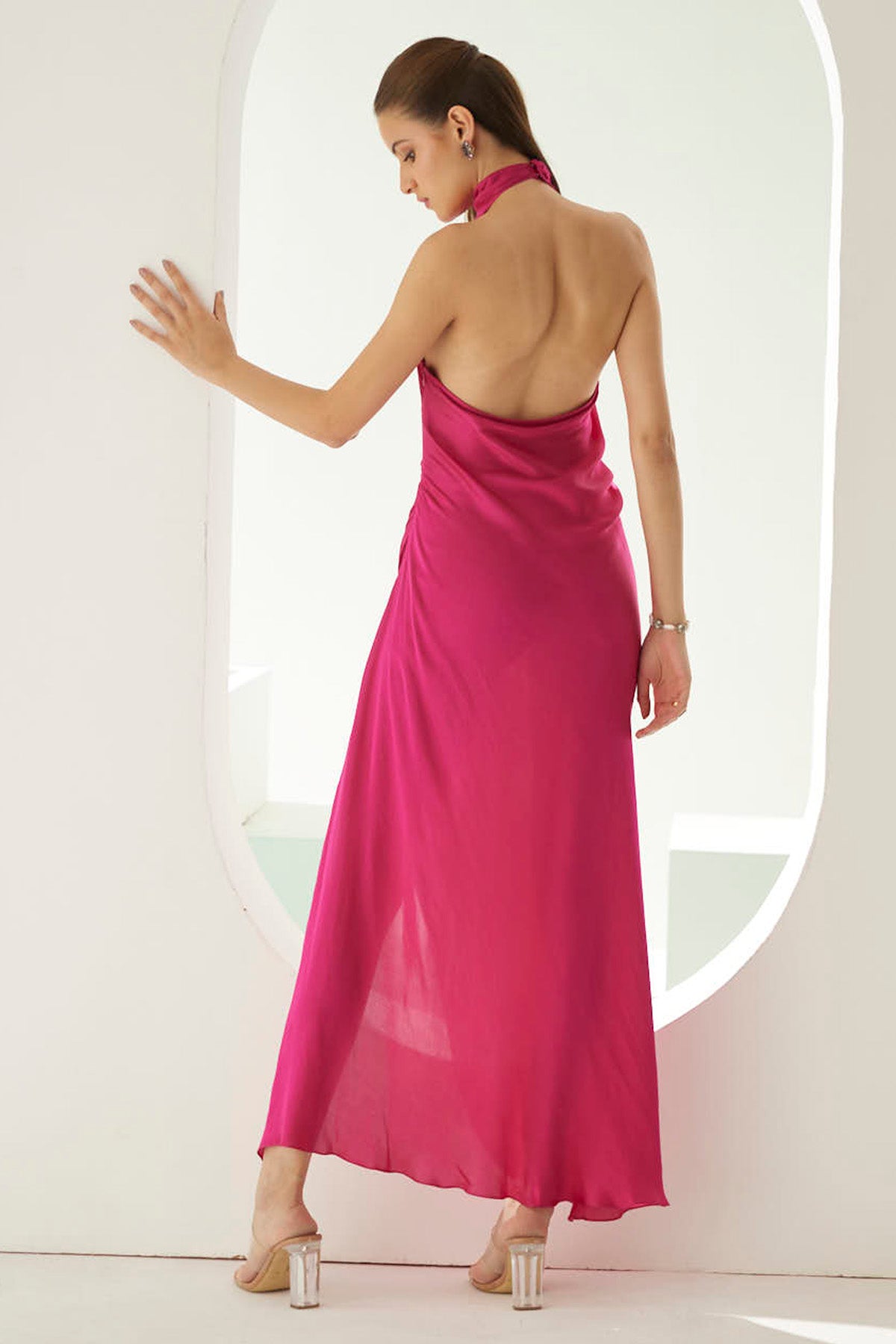 Hot Pink Halter Modal Dress