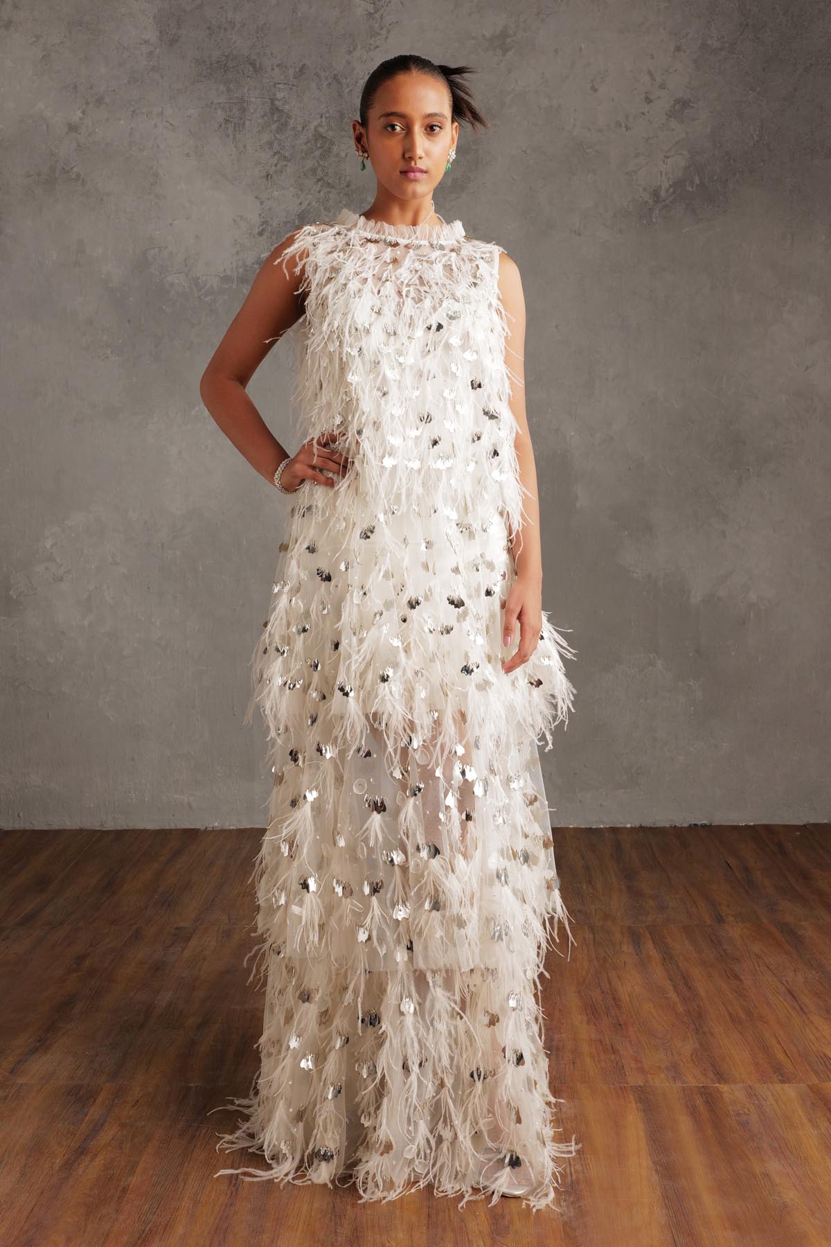 Ivory Pearl Embellished Gown