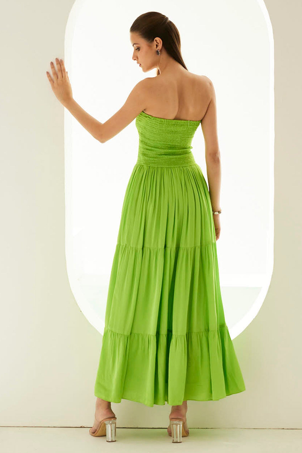Lime Green Tiered Maxi Dress