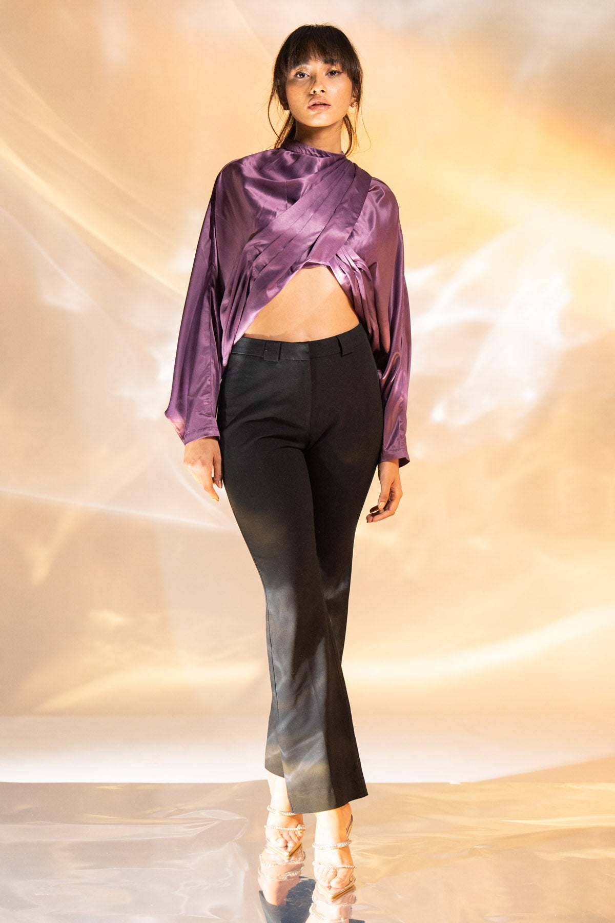 The Decem Ally Mauve Crossover Drape Top for Women online available at scrollnshops