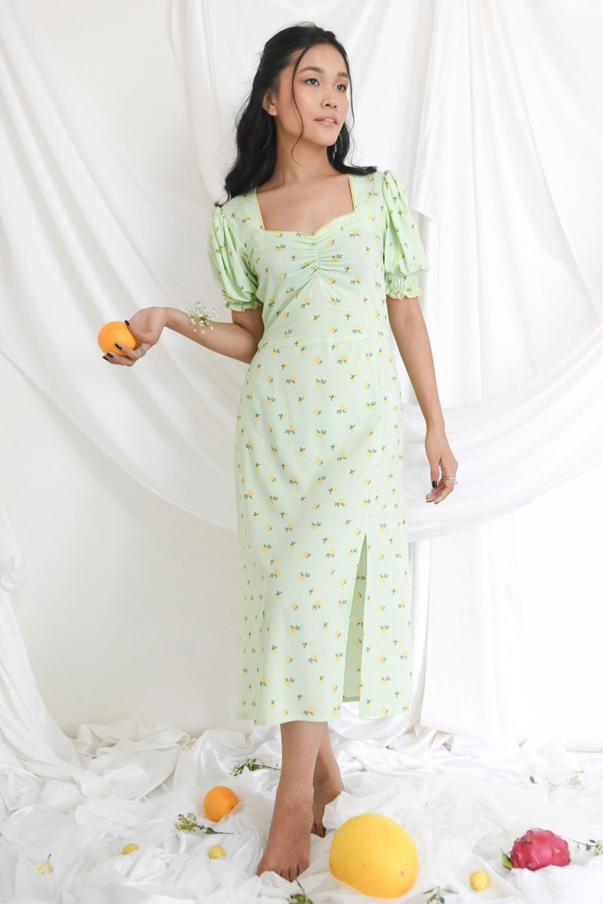 Bohobi Mint Cotton Side Slit Dress For Women Online at ScrollnShops