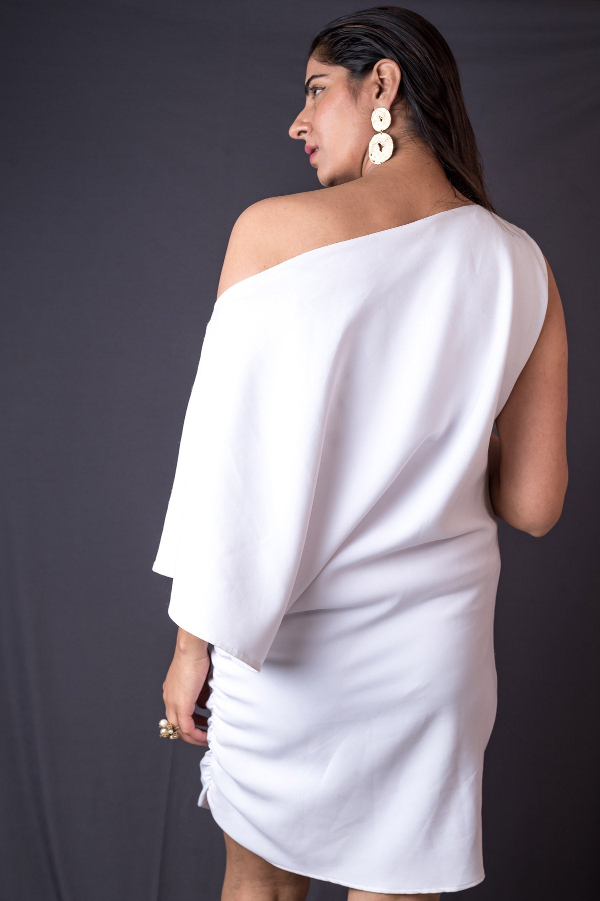 One Shoulder White Mini Dress