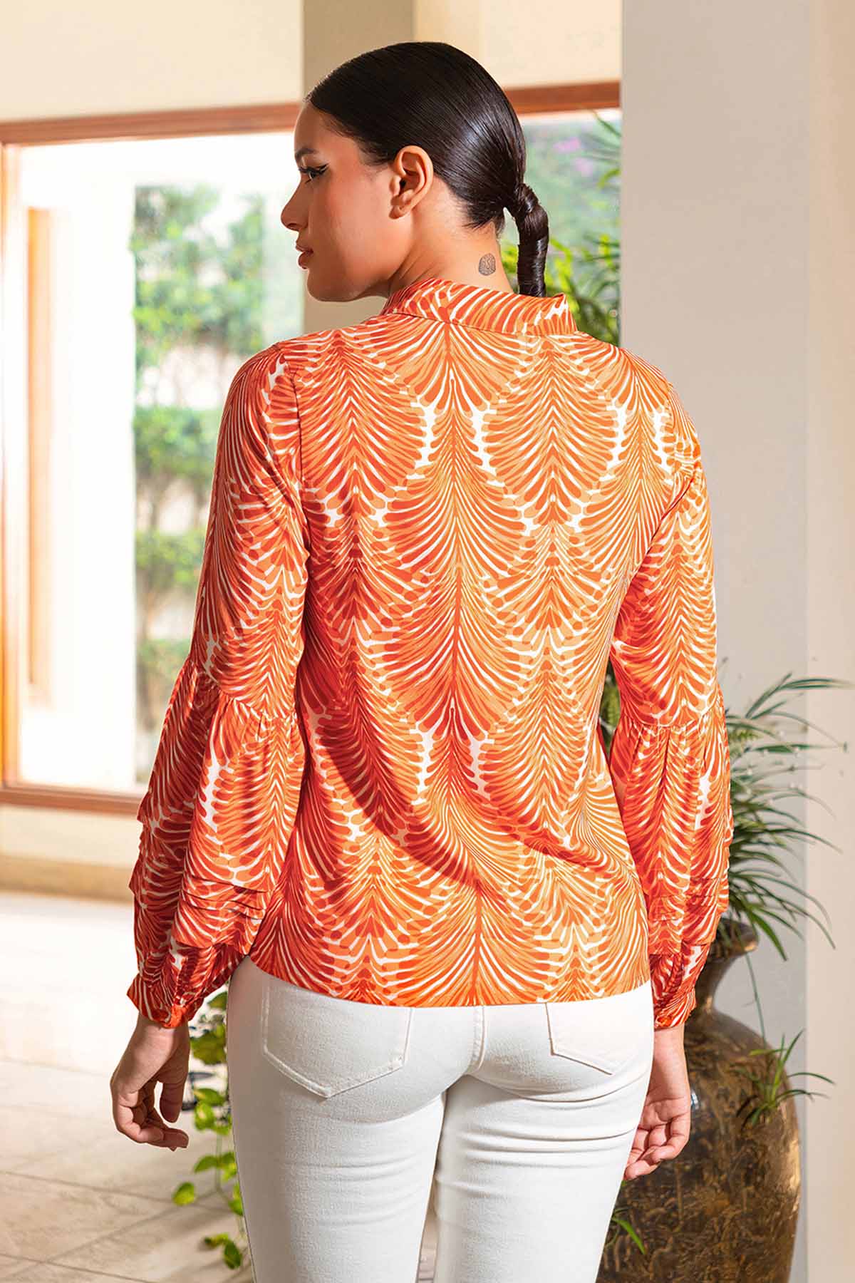 Orange Symmetric Print Shirt