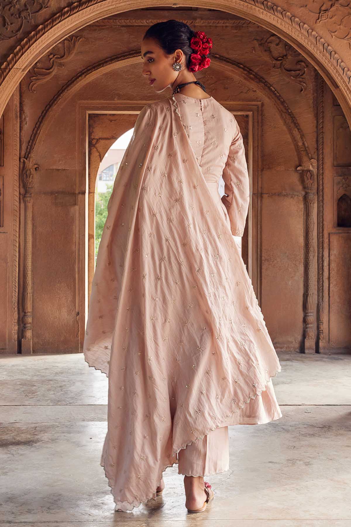 Pale Pink Embroidered Anarkali Set