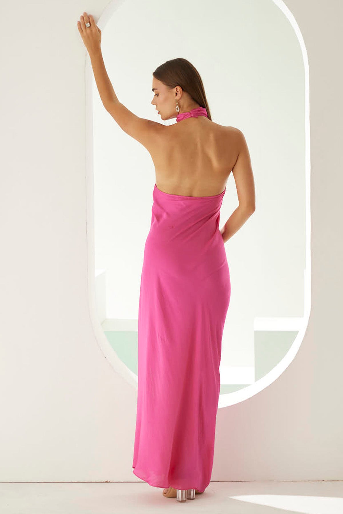 Pink Modal Halter Maxi Dress