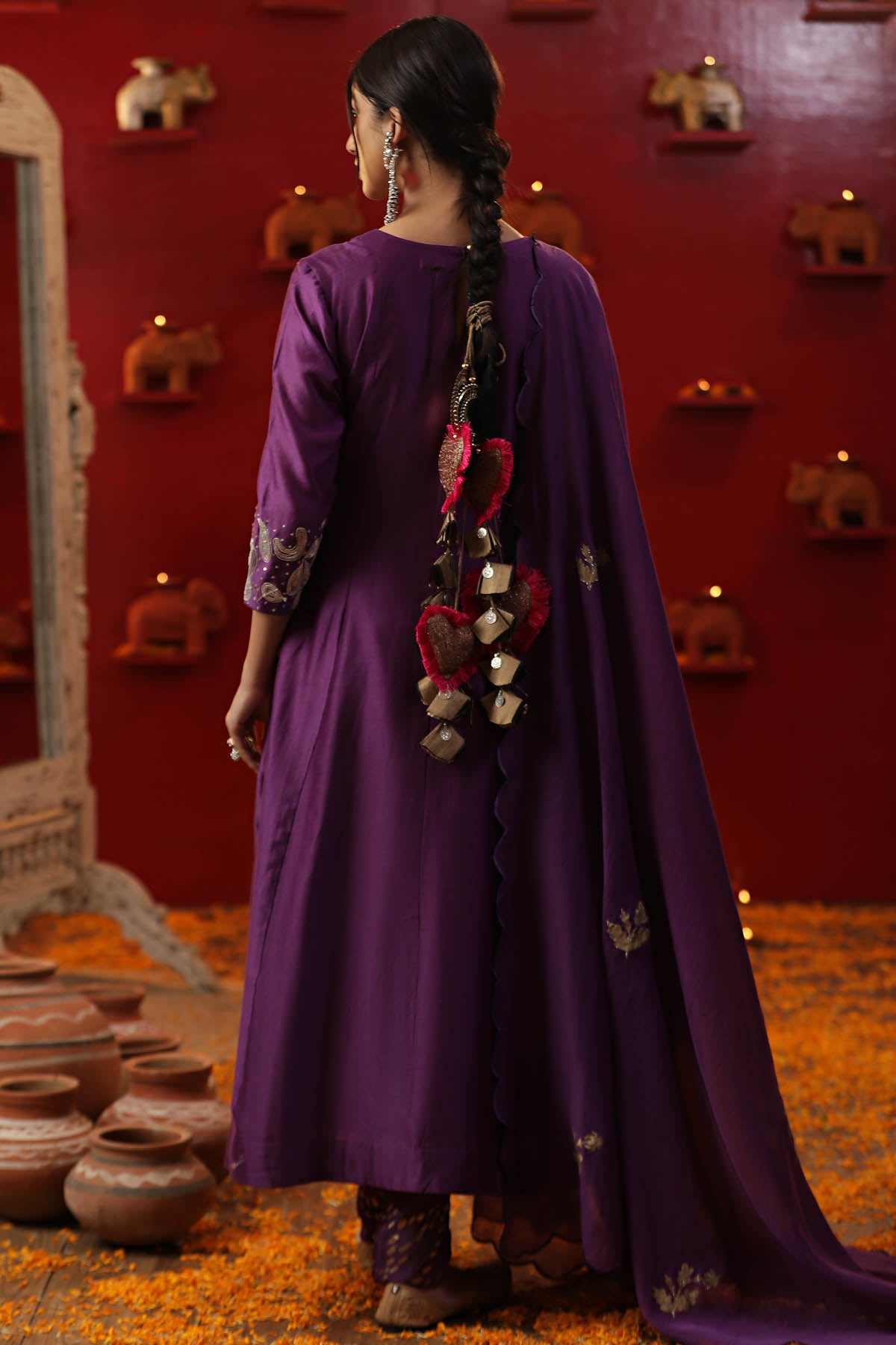 Purple Dori & Sequins Angrakha Set