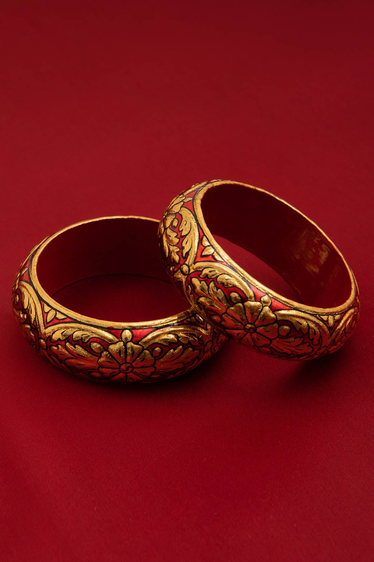 Red Floral Wooden Bangle