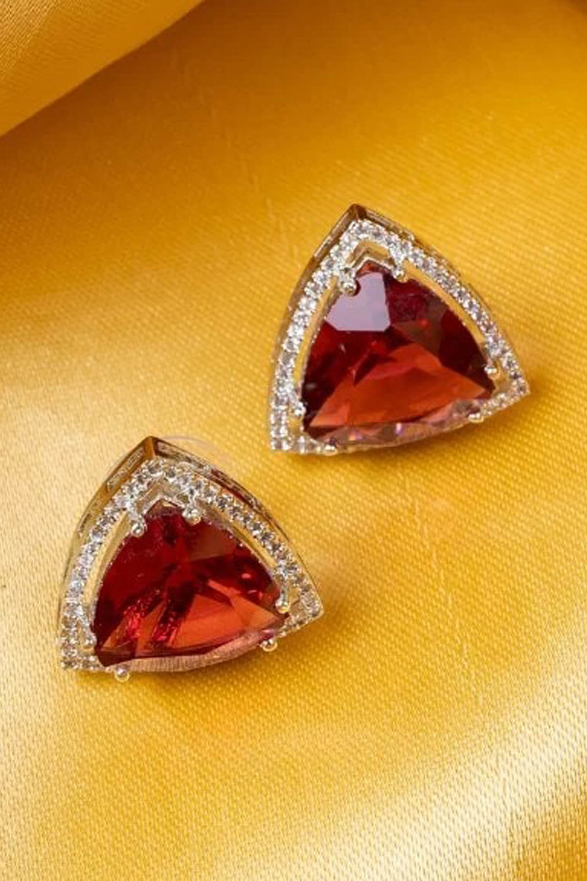Red Triangle Diamond Studs