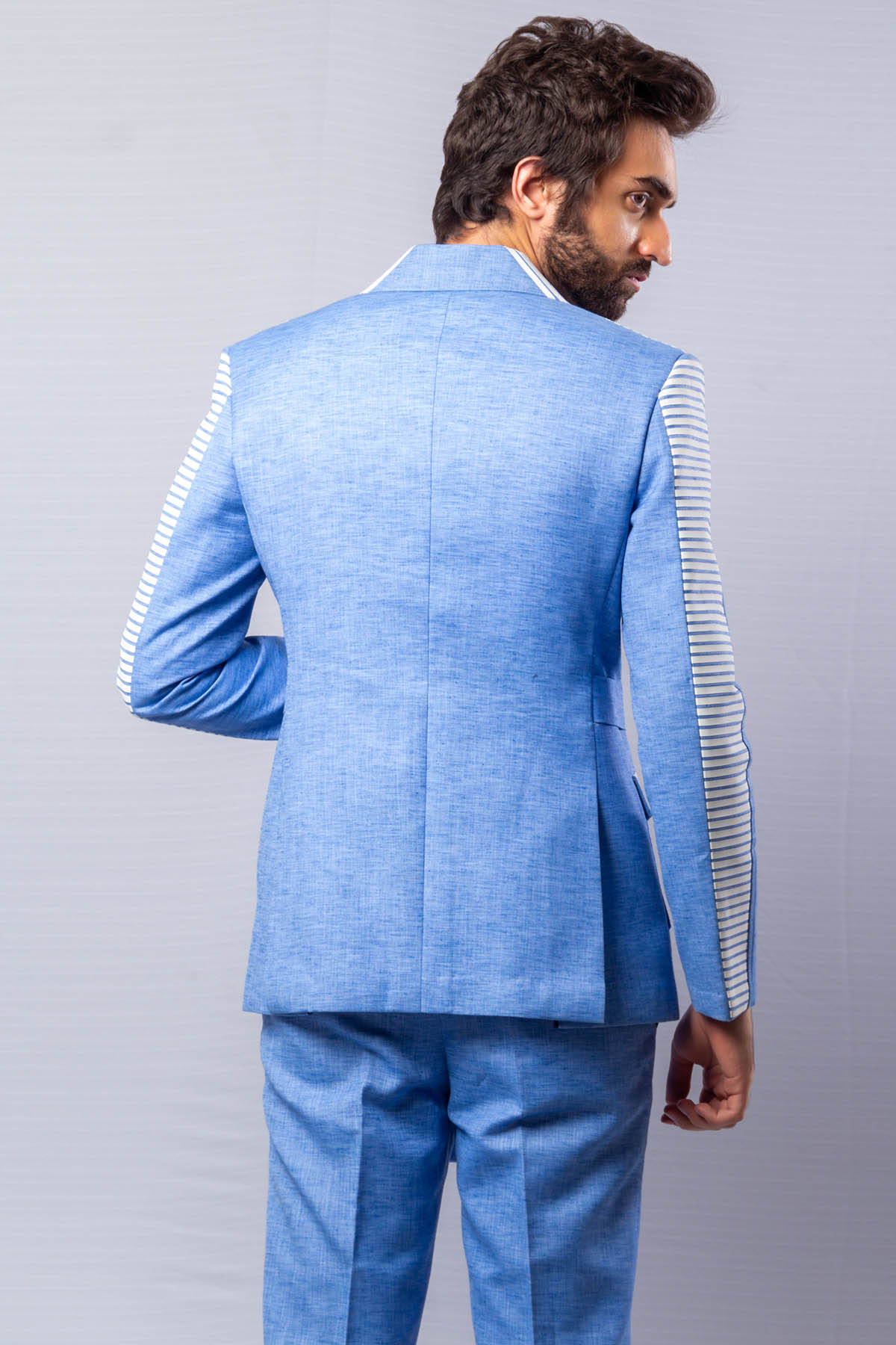 Sky Blue Embroidered Suit