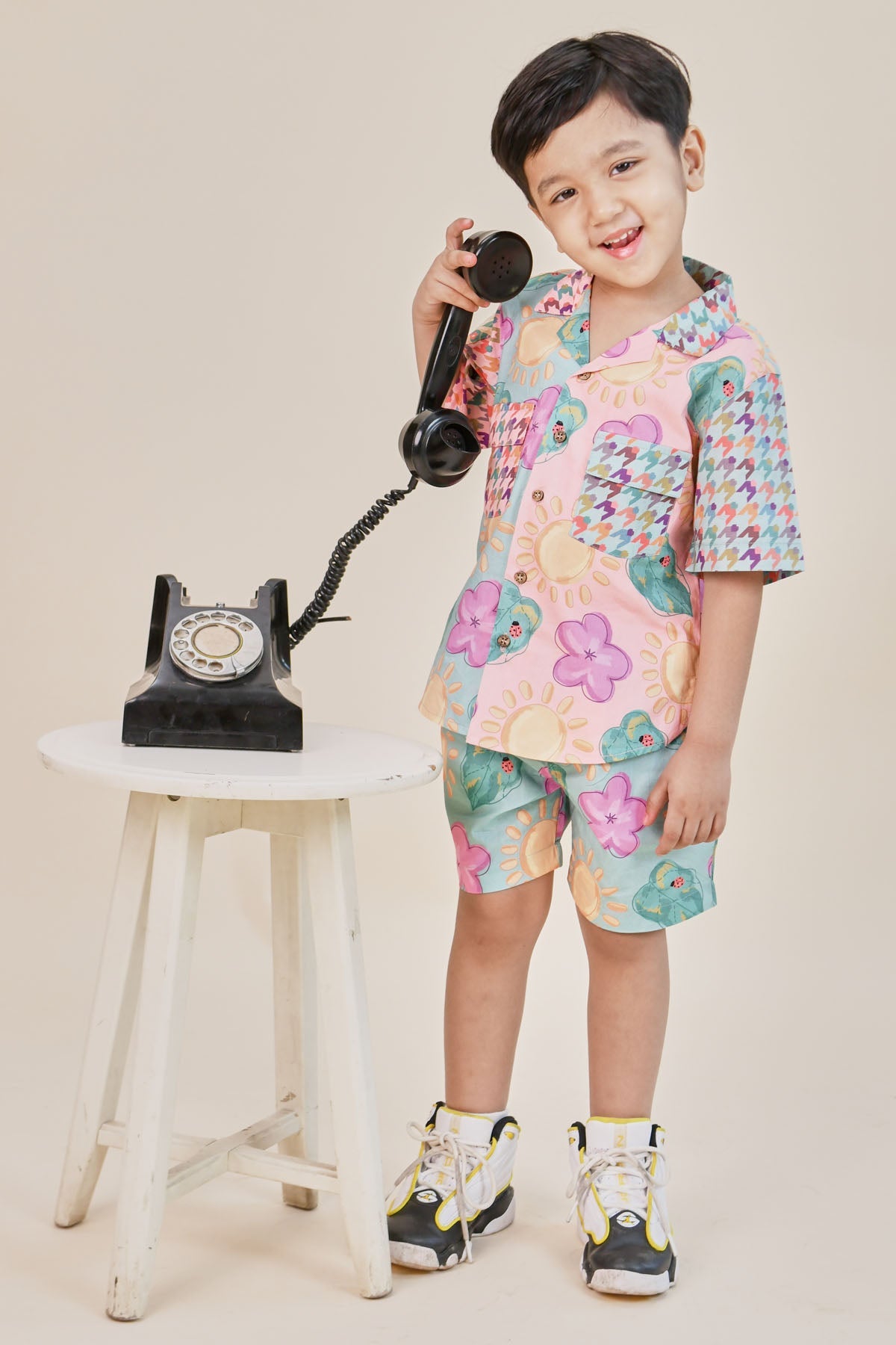 Designer Little Shiro Sun & Flower Print Co-ord Set For Kids (Boys & Girls) Available online at ScrollnShops