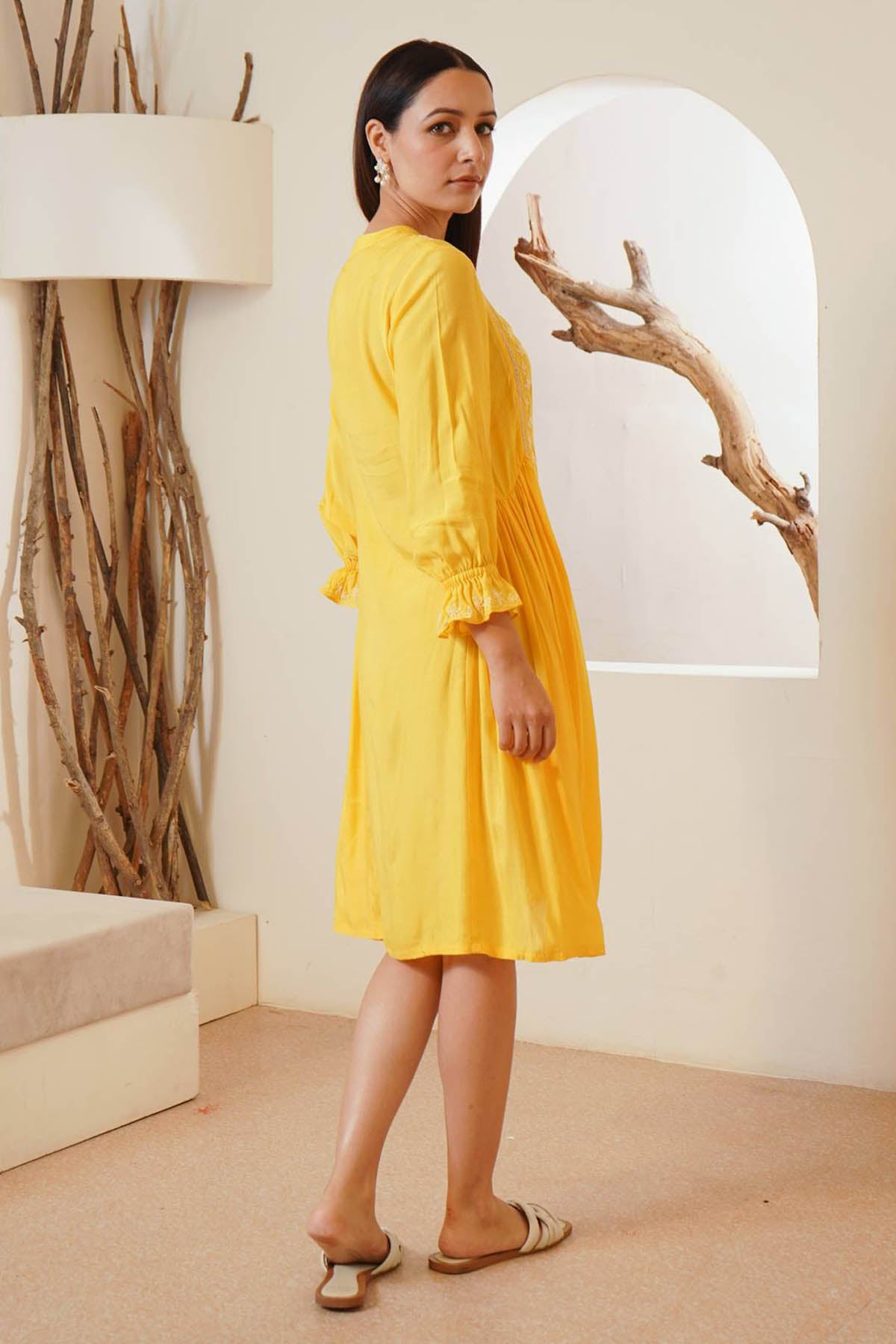 Sunshine Yellow Dori Work Dress
