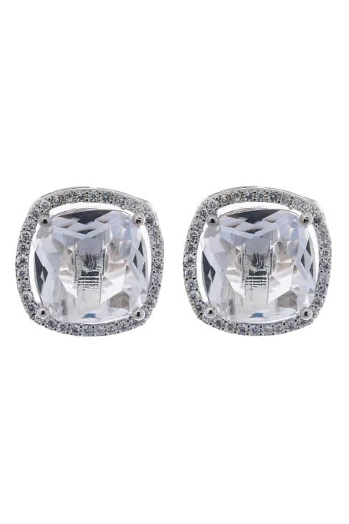 White Square Diamond Earrings