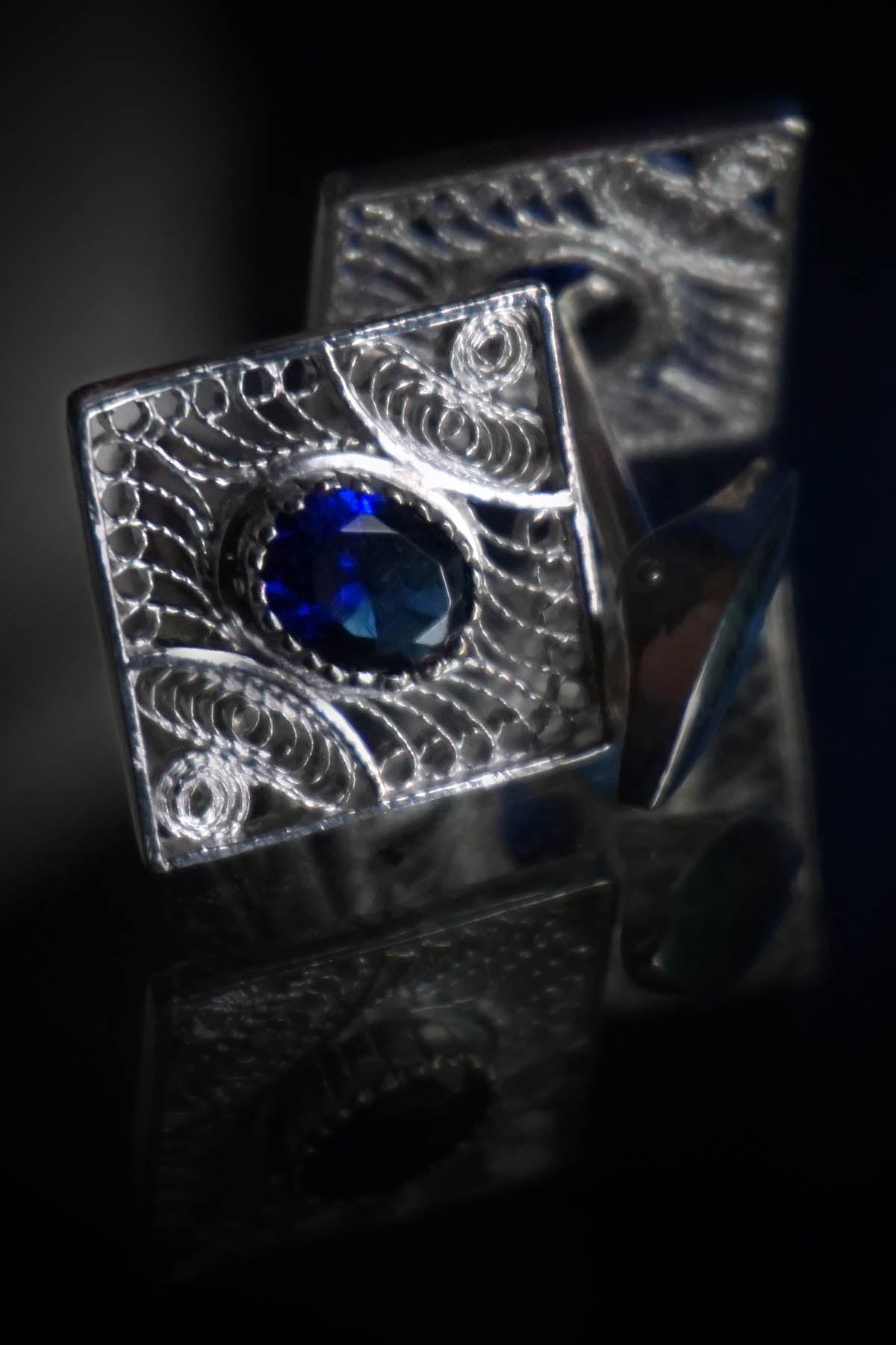Blue Synthetic Stone Premium Cufflinks