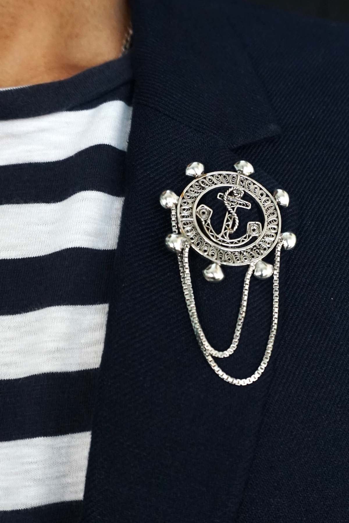 Classic Silver Anchor Brooch