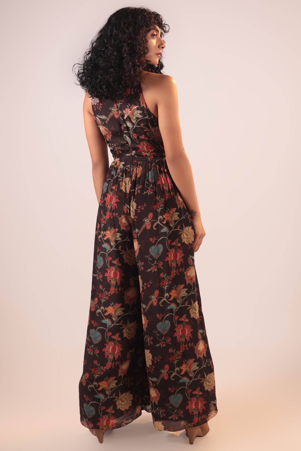 Floral Cutout Embroidered Jumpsuit