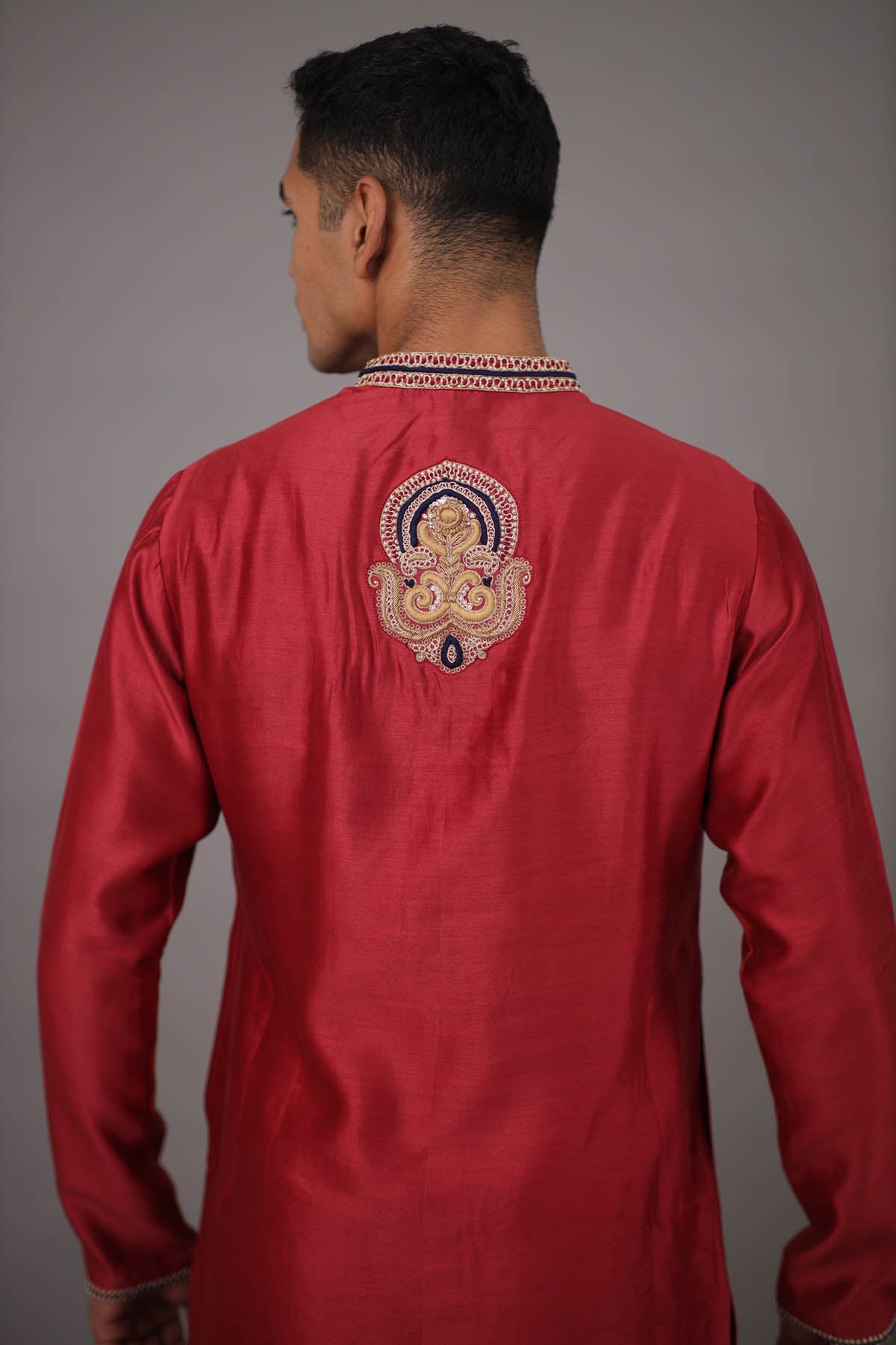 Motif Embroidered Chanderi Kurta Set