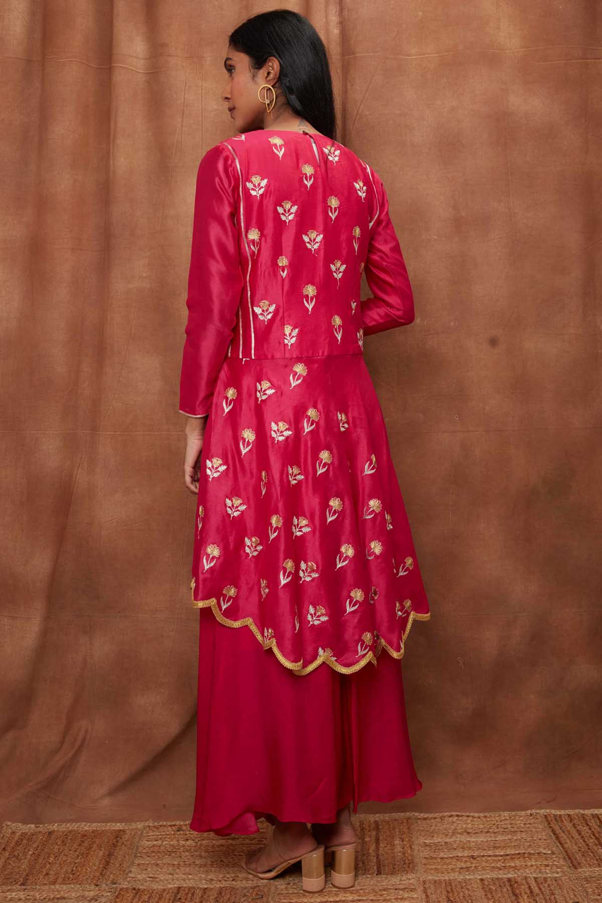Rani Pink Scalloped Top & Cowl Dress