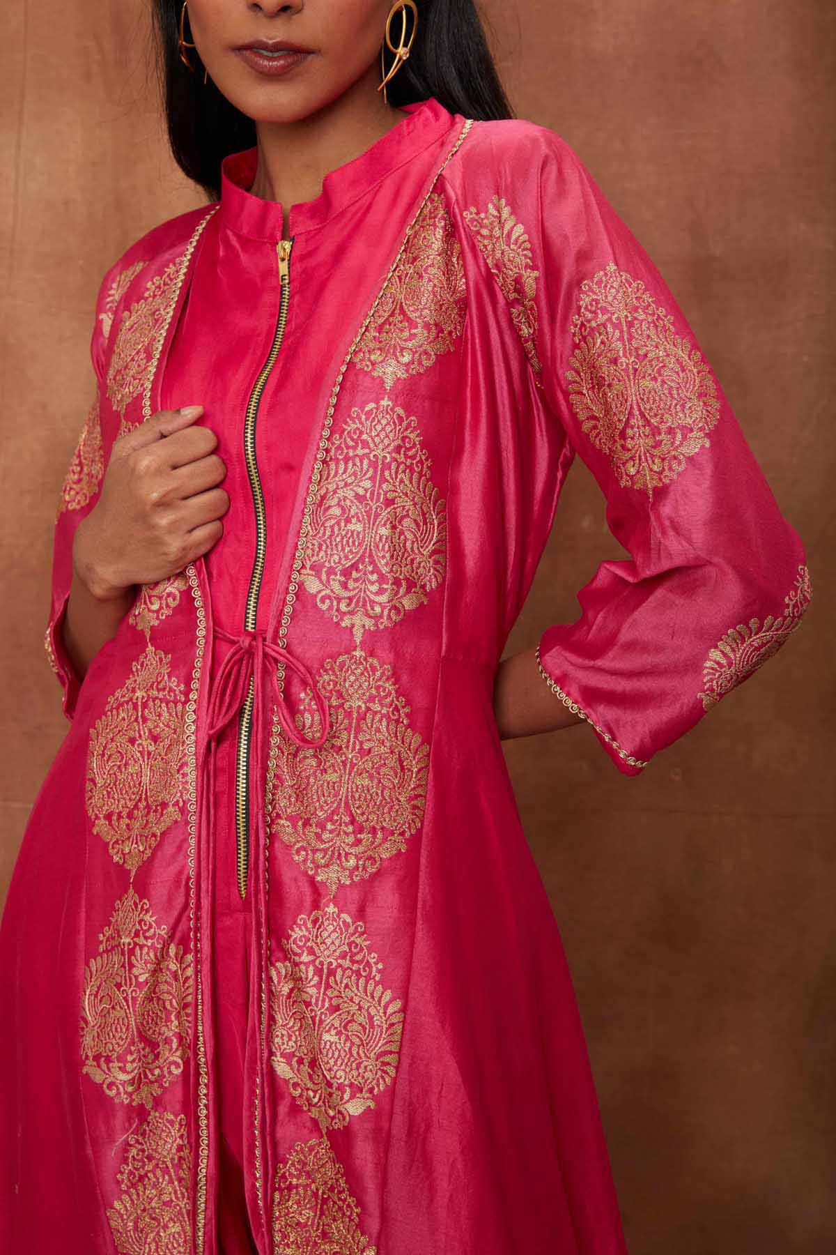 Rani Pink Silk Jumpsuit & Open Jacket