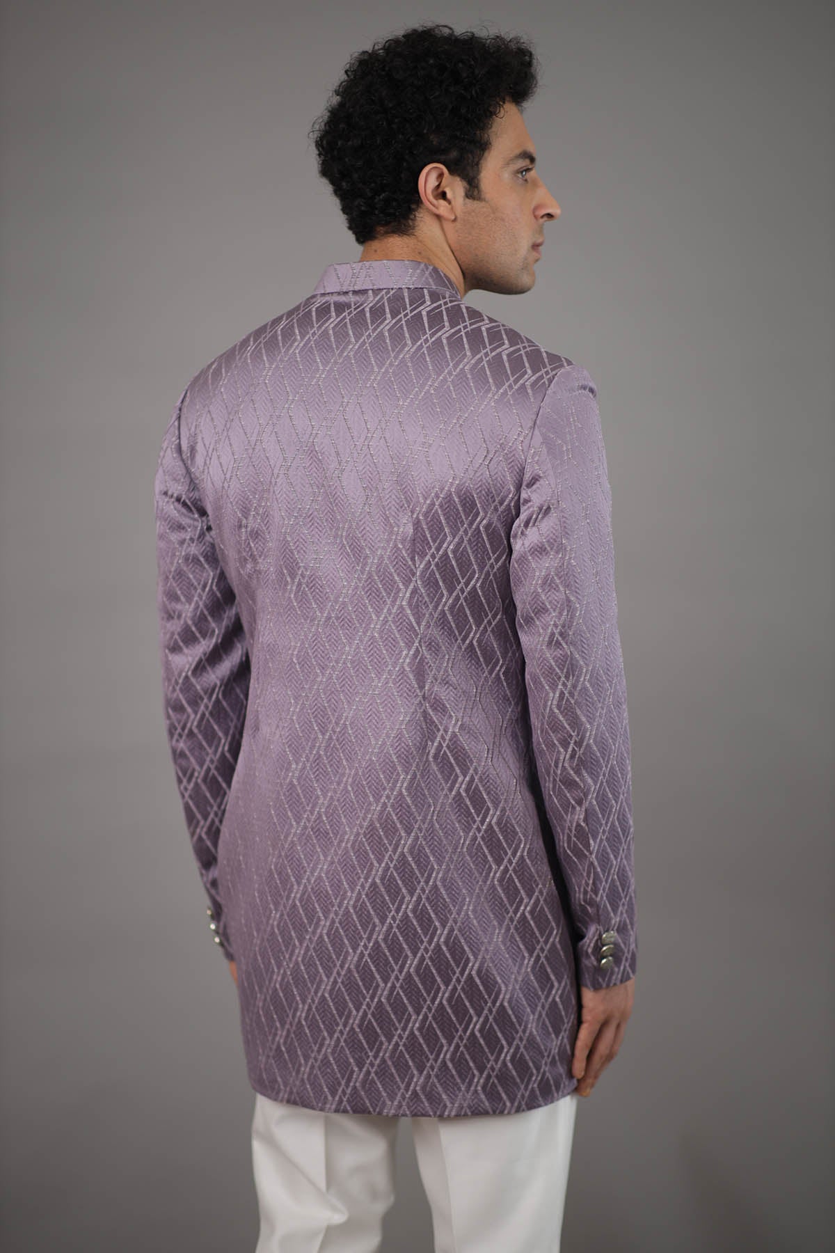 Textured Silk Indo Western Jacket Set