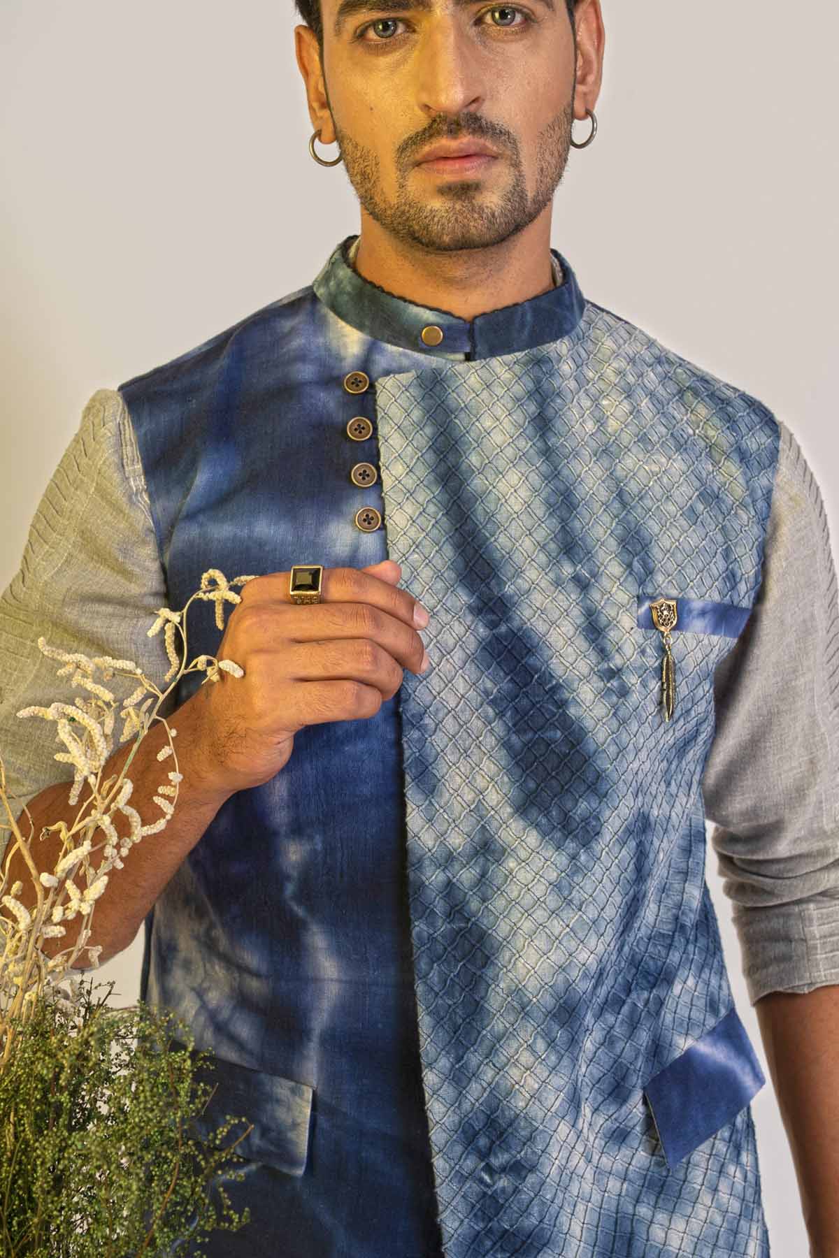 Tie Dye Handwoven Nehru Jacket