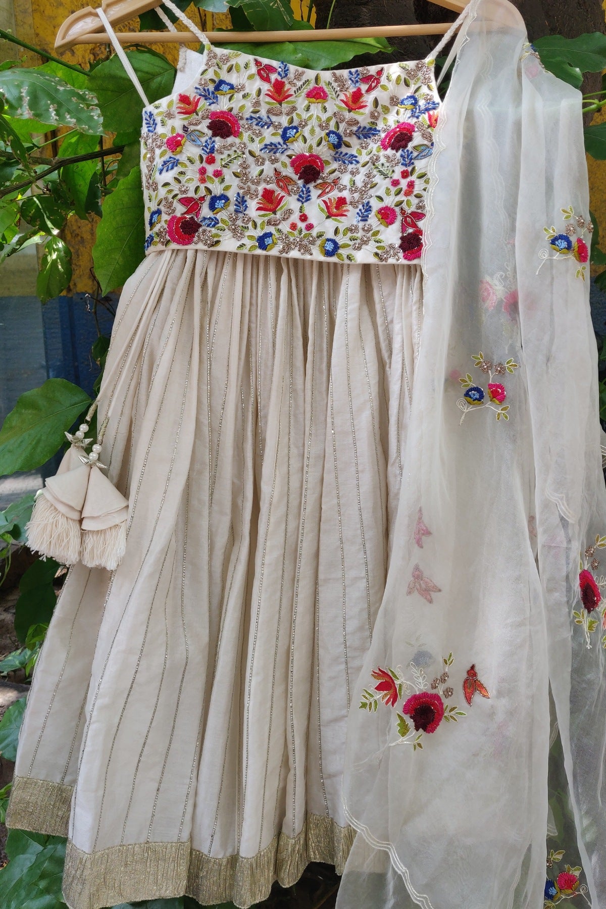 Designer Embroidered lehenga with blouse and dupatta by Priyanka Jain Online at Scrollnshops