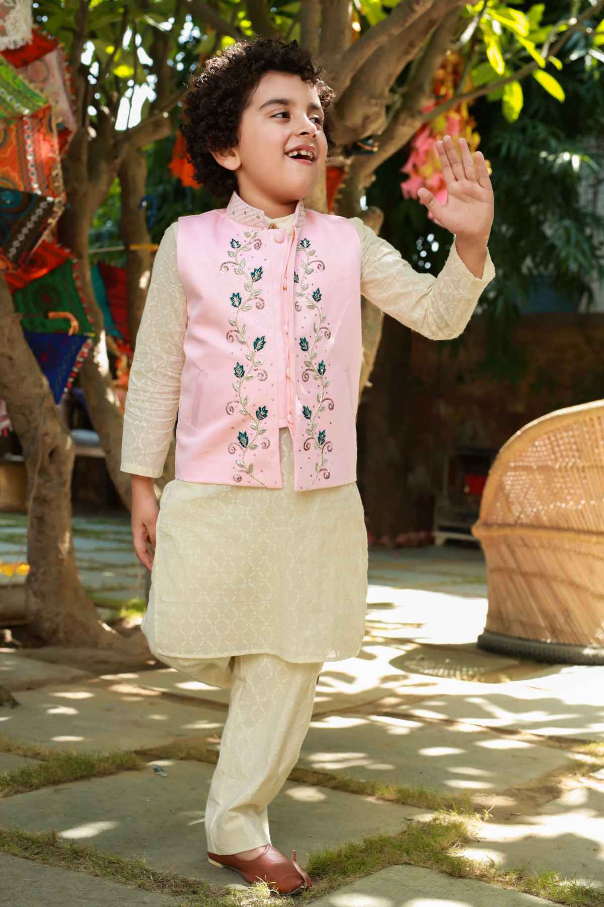 Buy Kids Designer Littleens Zari embroidered nehru jacket Online at ScrollnShops