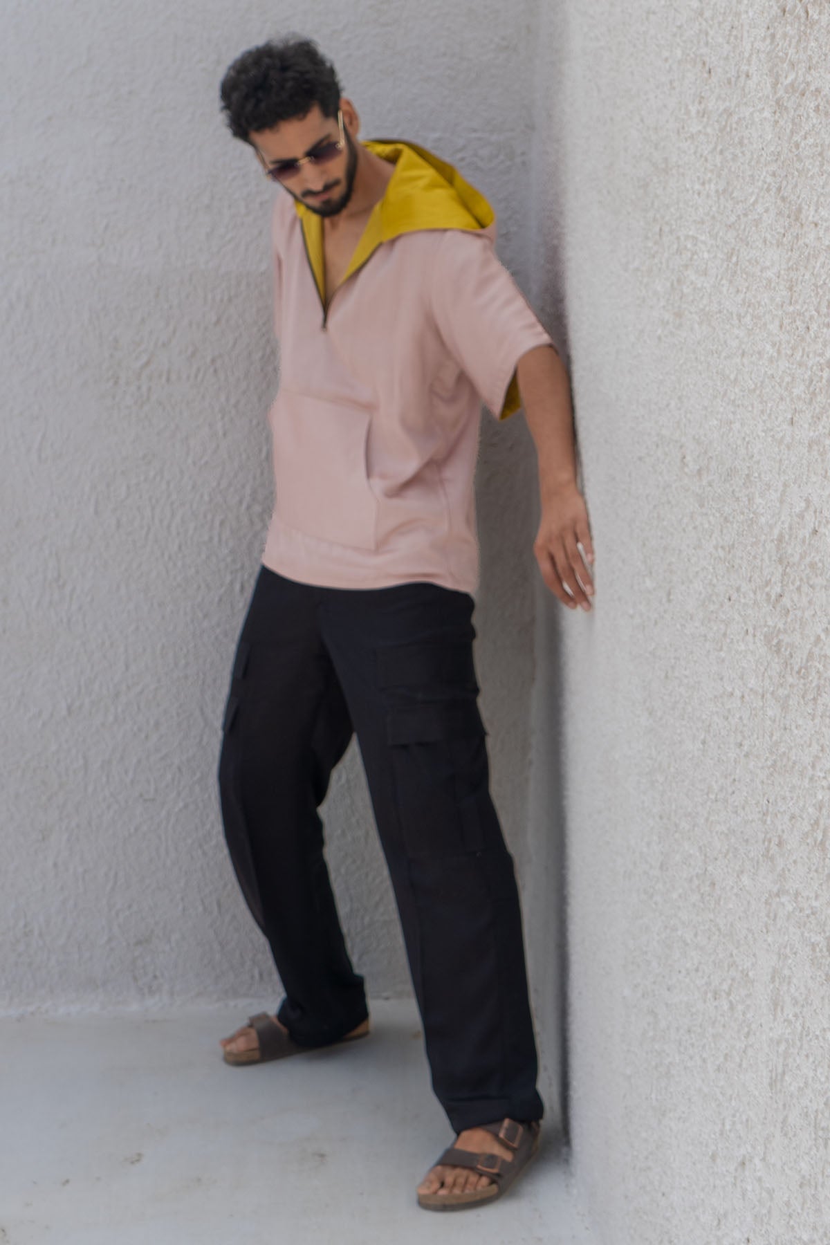 Pink & Yellow Colorblock Hoodie