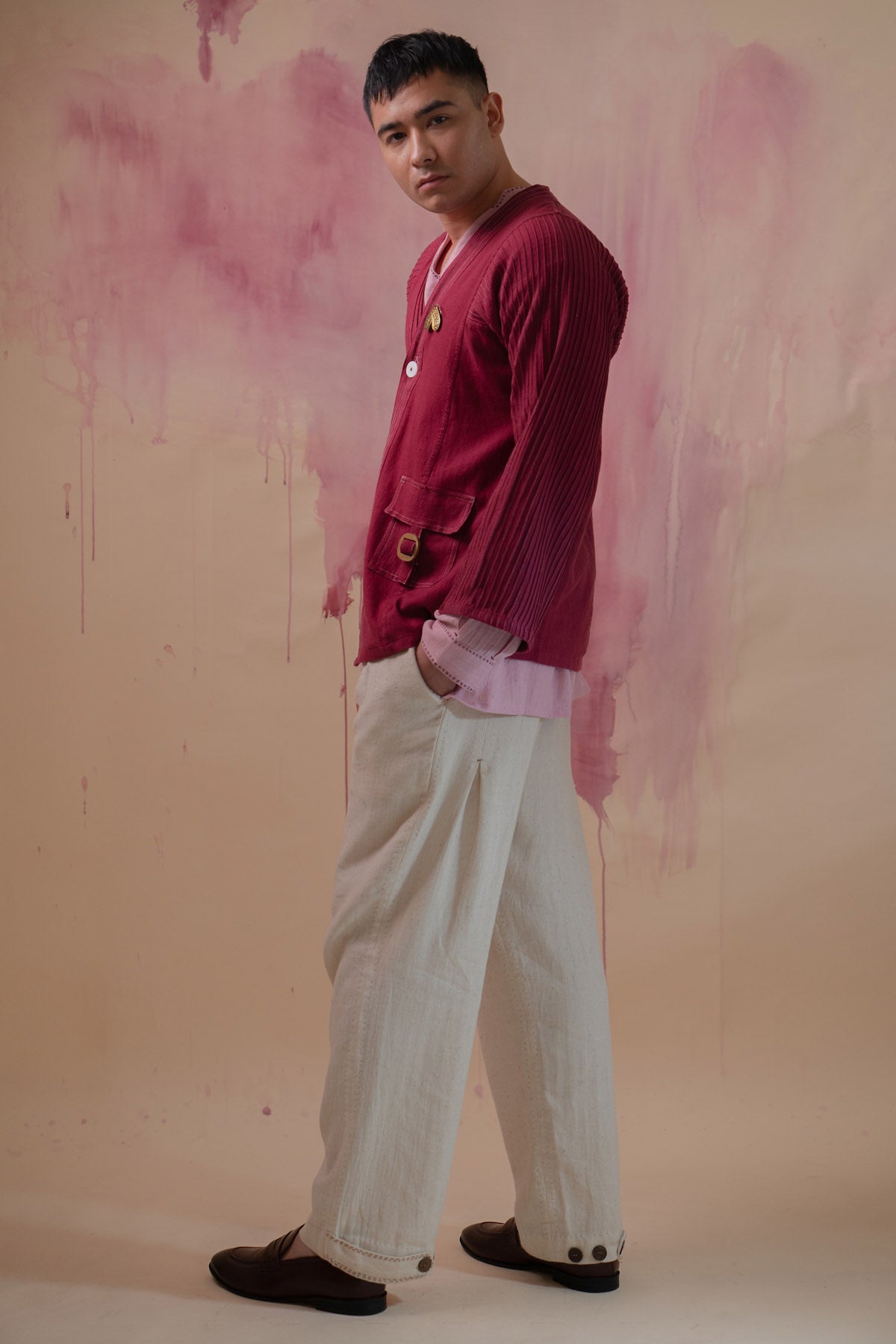 100% Cotton Maroon Haori Jacket