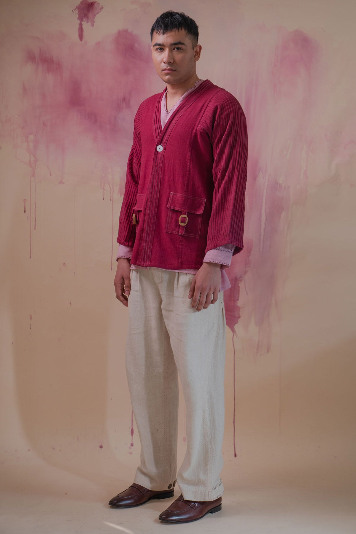 100% Cotton Maroon Haori Jacket
