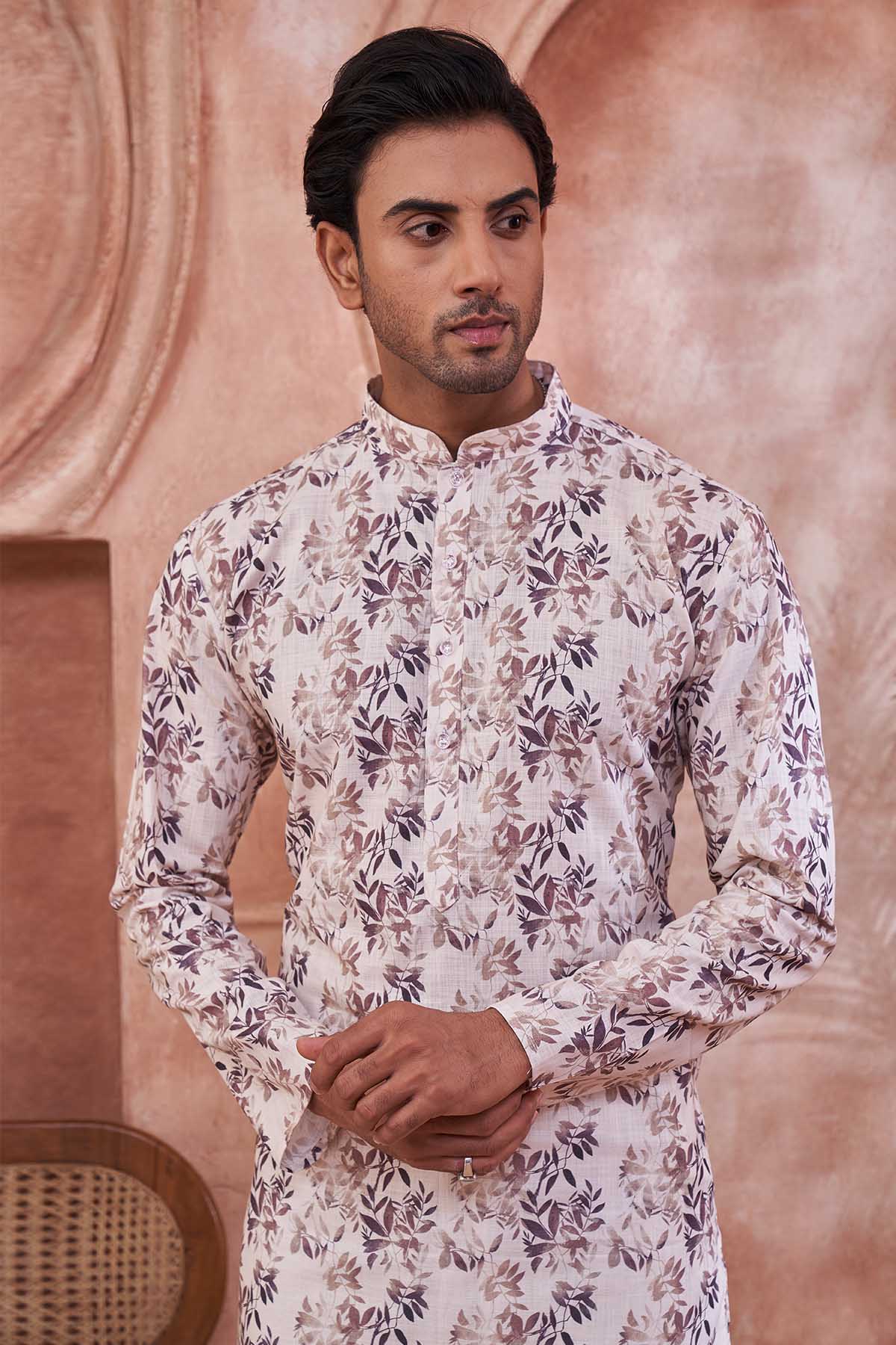 100% Cotton Leaf Printed Kurta